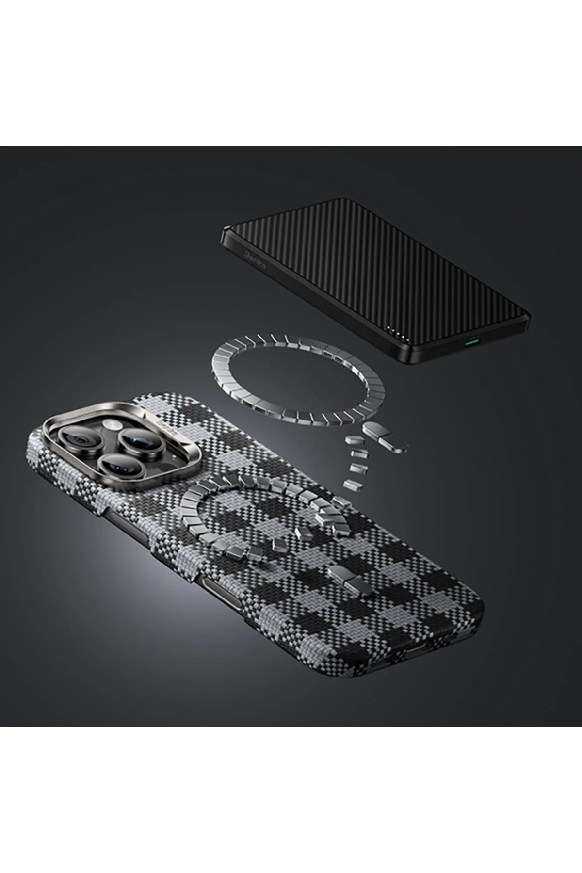 کاور و قاب IPHONE 15 PRO MAX CASE M SAFA شارژ ECO DESIGN BENKS ARMORVICHY KEVLAR COVER BLACK بنکس Benks