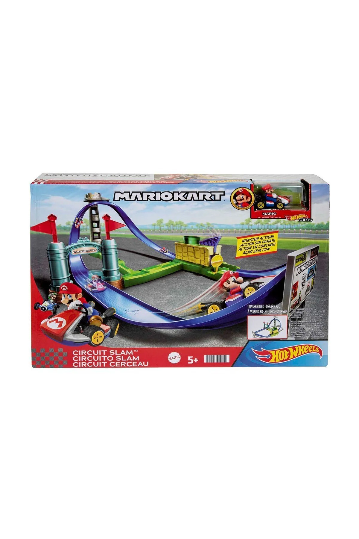 اسباب بازی های فیگور شخصیت HGK59 HW MARIO CARD SHARPS RUNWAY SET HOT WHELES HOT WHEELS
