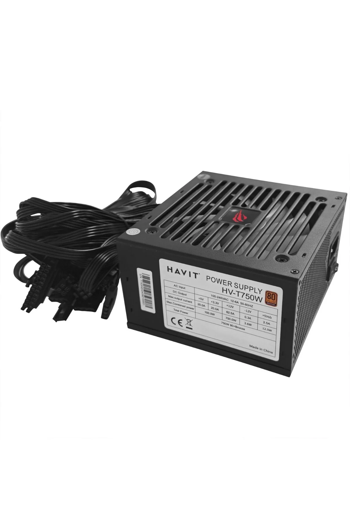 منبع تغذیه PSU GAMENOTE HV T750W RGB 80 PLUS برنز خاموش و با کارایی بالا راندمان Havit