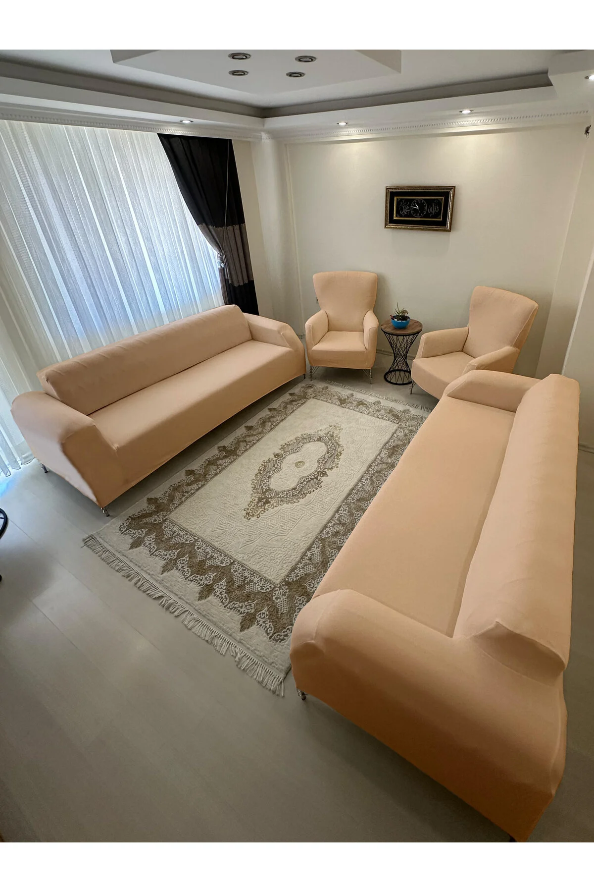روکش مبل پارچه پنبه فرانسوی 2 نمونه سه قطعه مجموعه پوشش یک صندلی Home