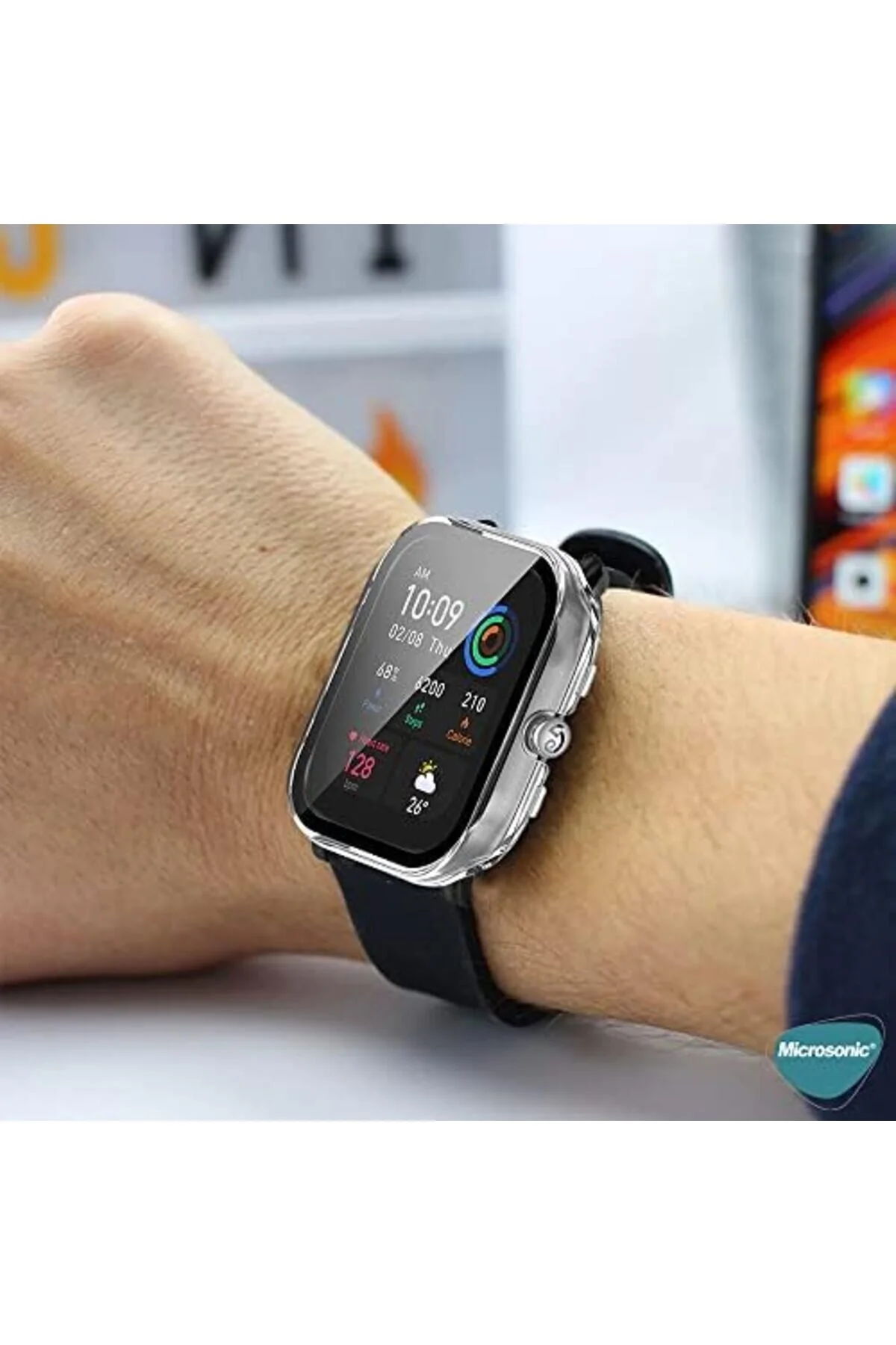 کاور و قاب برای GTS 4 MINI PREMIUM SLIM WATCHBAND مشکی سازگار با Yıldızan