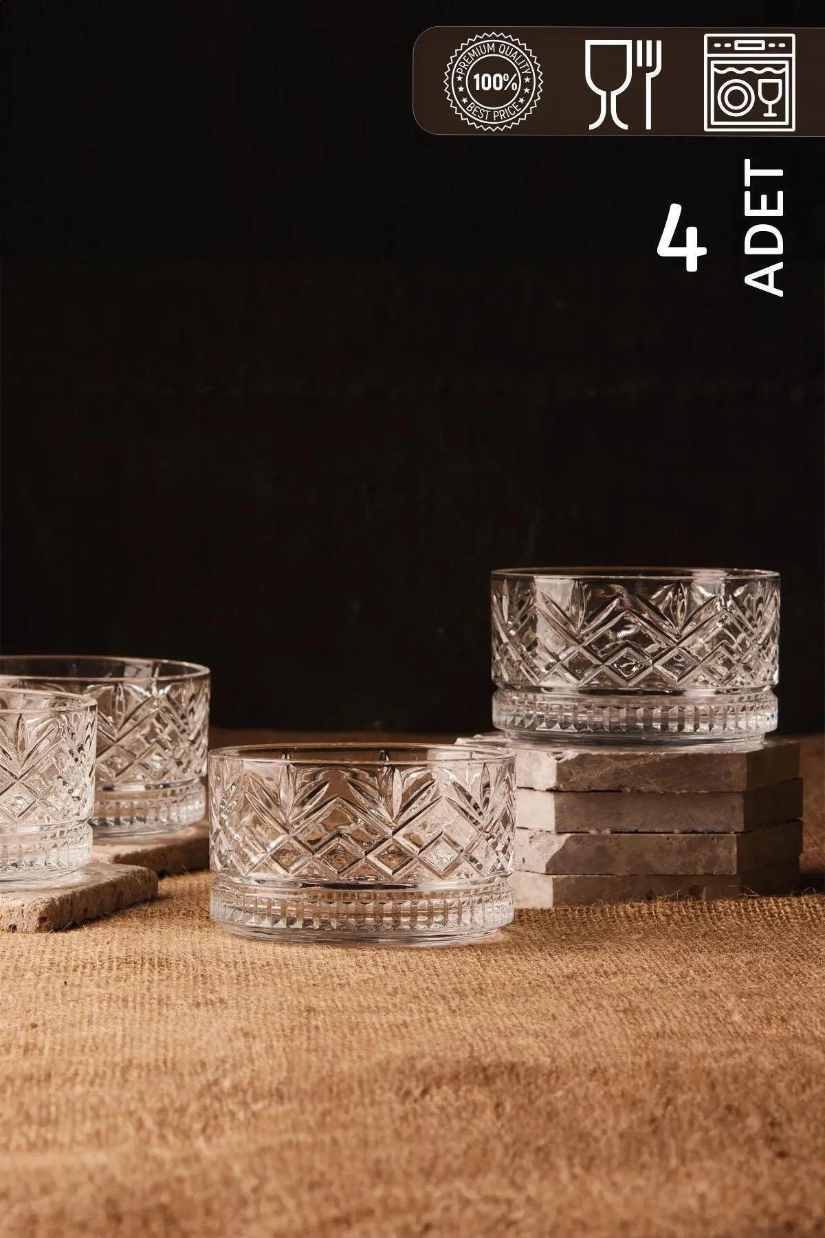 کاسه سفید شیشه ای 4 قطعه Agave 220 میل HOMENIVA