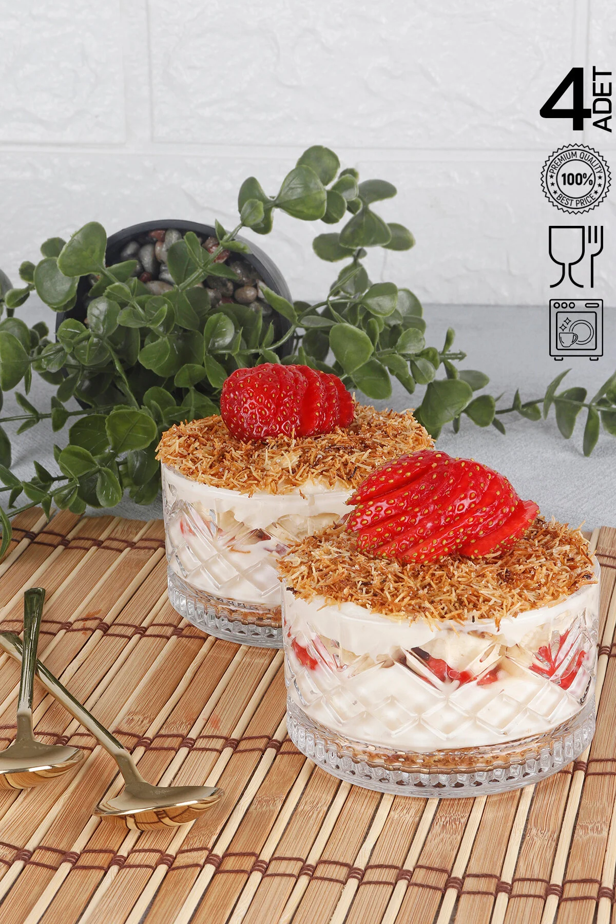 کاسه سفید شیشه ای 4 قطعه Agave 220 میل HOMENIVA