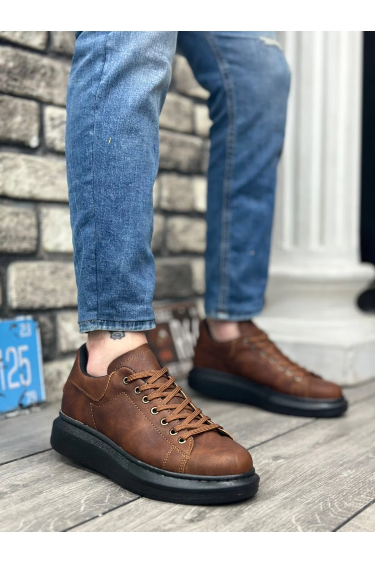 کفش مردانه BA0547 BOA ضخیم بالا TABA سیاه فاقد ورزشی است BOA