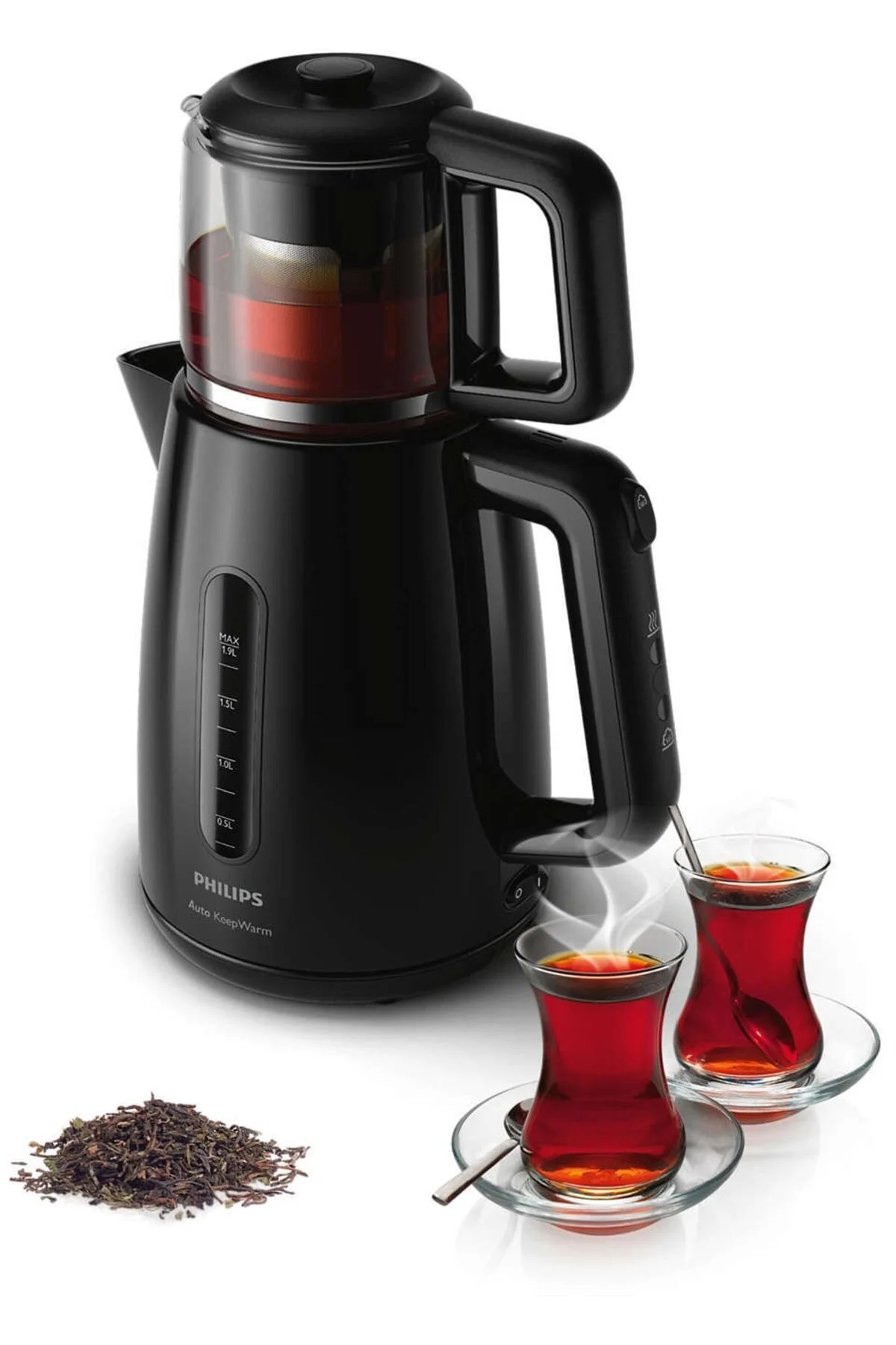 چای ساز مجموعه ESSENTIAL SERIES 1700 W دستگاه قوری شیشه ای سیاه فیلیپس Philips