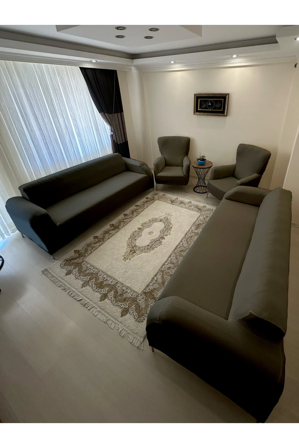 روکش مبل پارچه پنبه فرانسوی 2 نمونه سه قطعه مجموعه پوشش یک صندلی Home