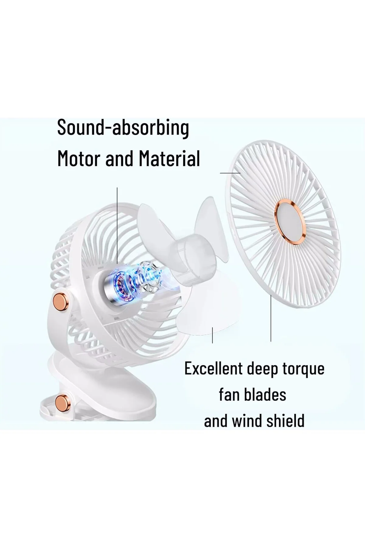پنکه گیره قابل شارژ رومیزی فن حمل 360 شارژی خنک کننده نور رنگارنگ مووتک m.tk moveteck