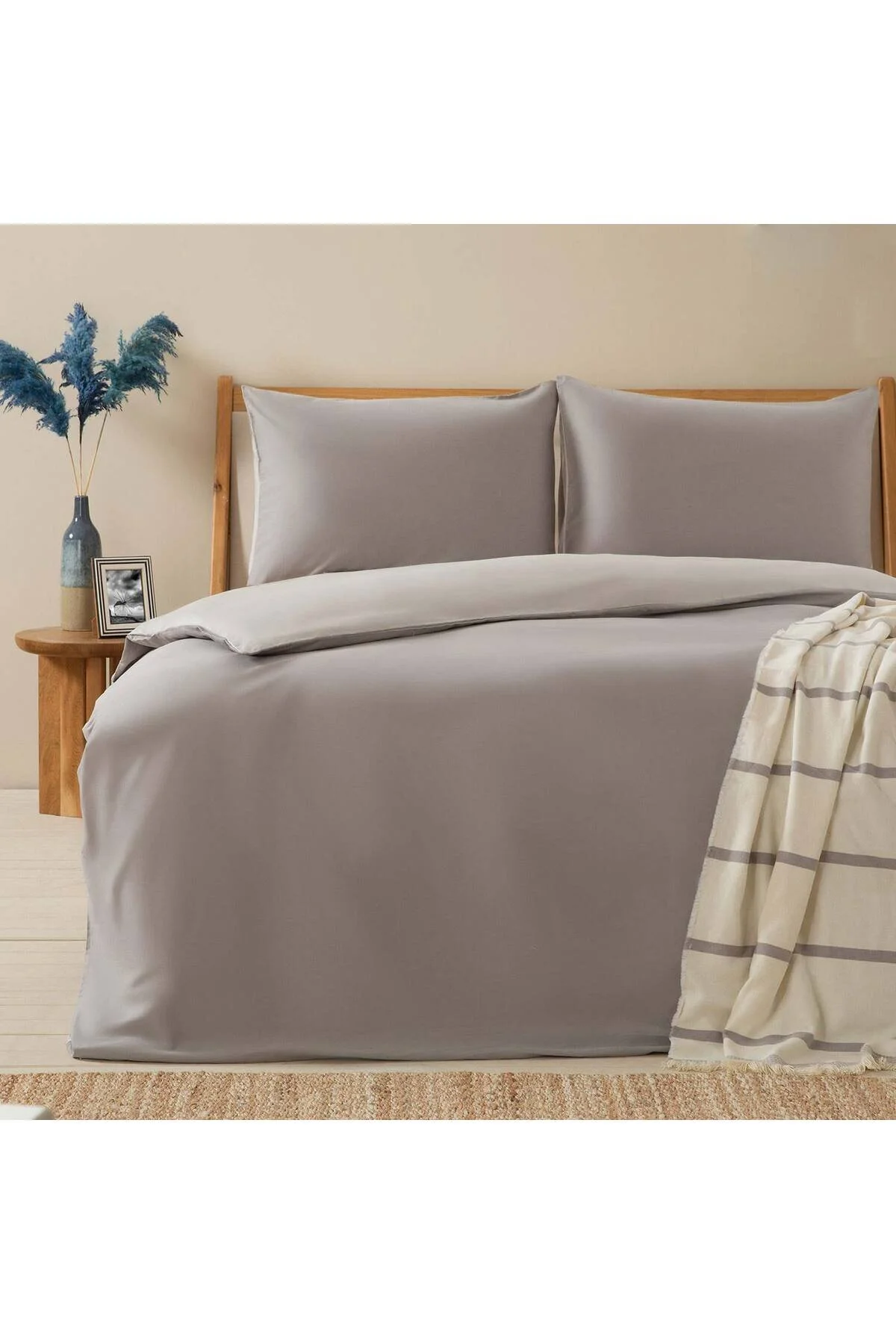 کاور لحاف خیلی بزرگ BETTIE DUVET COVER SET KING YOU 230X220 CM GRI SOGUK Chakra