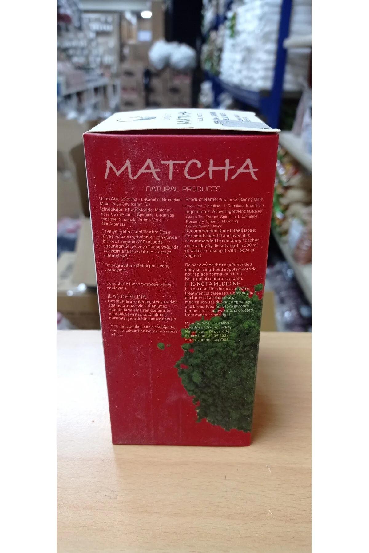 سایر دمنوش های گیاهی MATCHA SPIRULINA L CARNITIN MATE BROMELAIN و پودر چای سبز 20 کیسه فلش CURELIVE