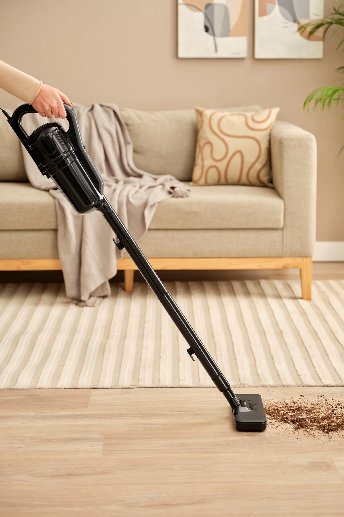 جاروبرقی ایستاده DUSTRIDER 1265H 2 IN 1 کابل گرد و غبار عمودی بدون رنگ سیاه HOMEND