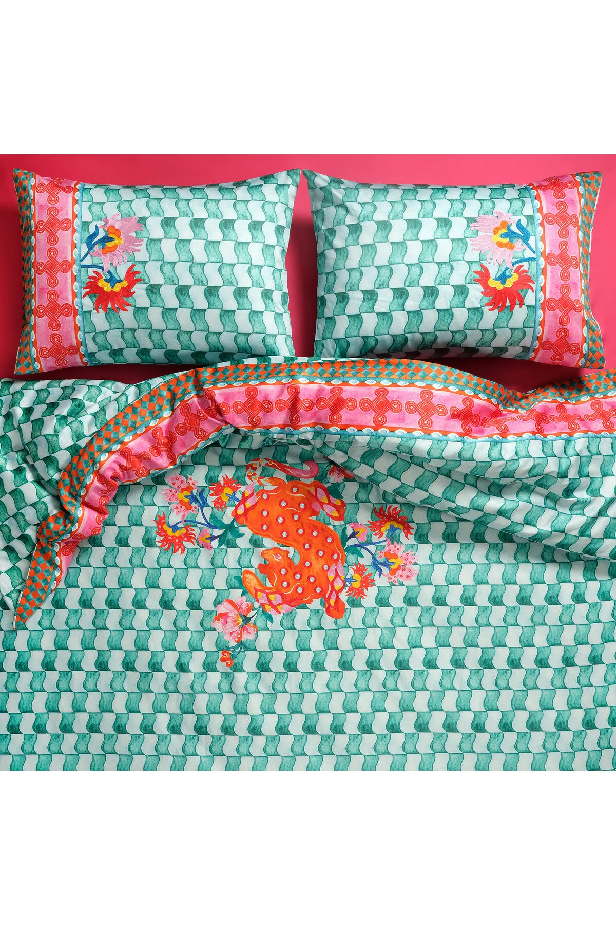 کاور لحاف خیلی بزرگ LAHOR 300 TC KING SIZE COSTIN COVER 240X220 سانتی متر سبز Zsa Zsa Zsu