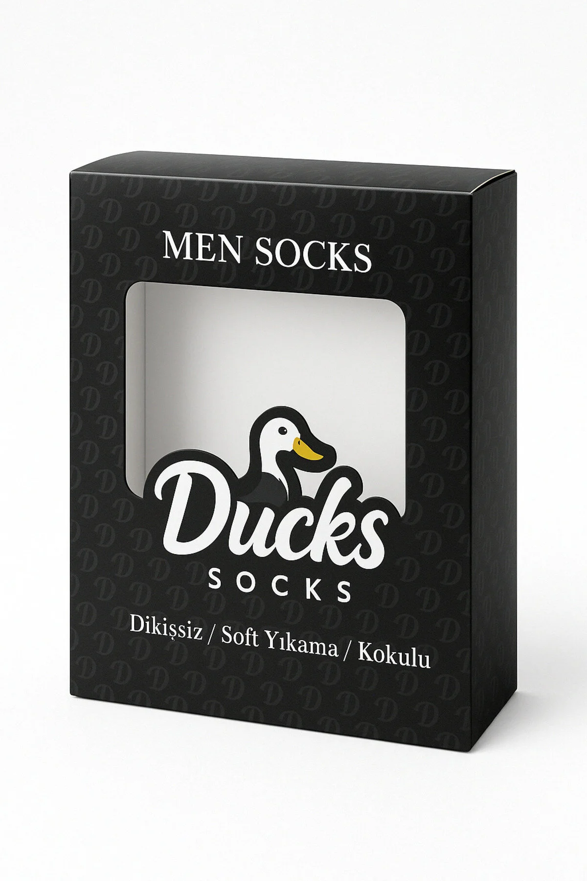جوراب مردانه مشکی بامبو 6 بسته جعبه بدون درز پاشنه بلند شسته شده Ducks Socks