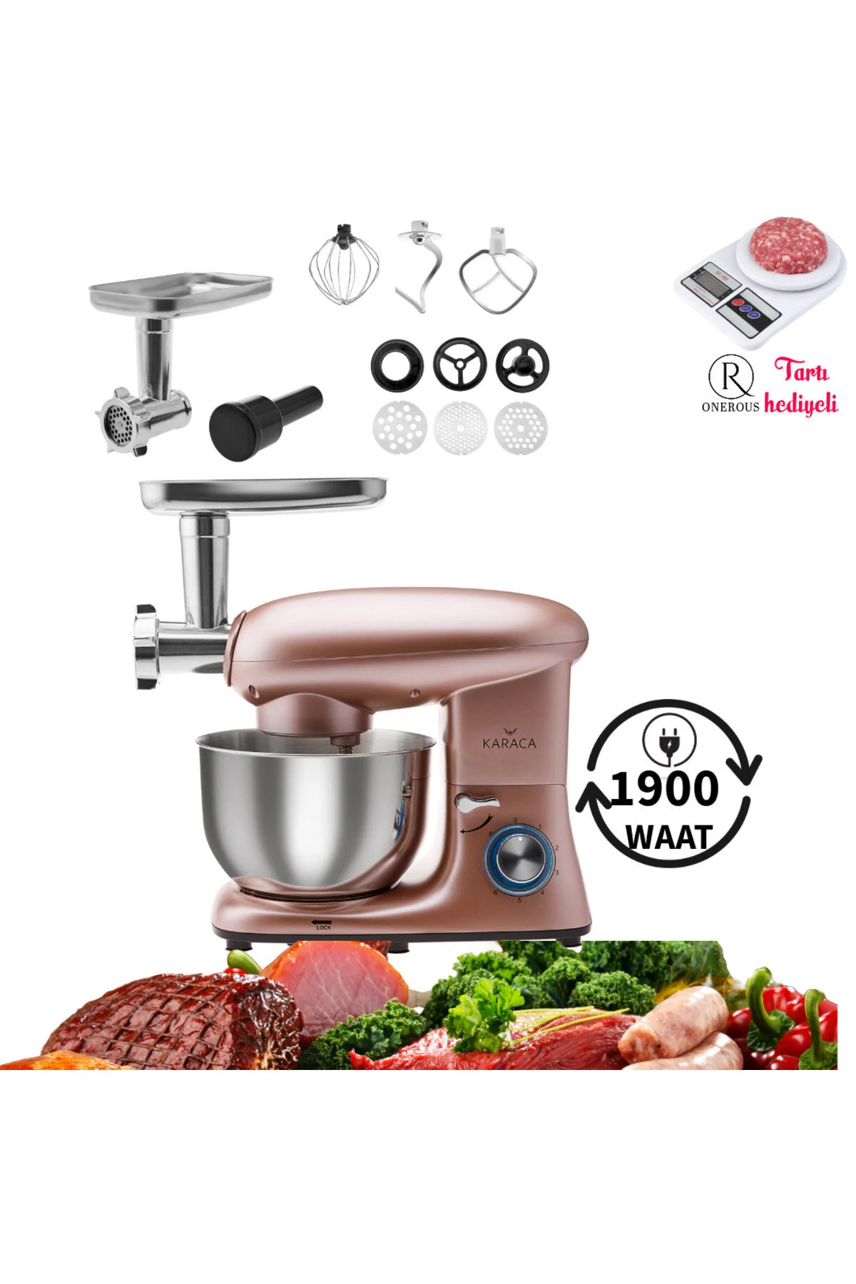 چرخ گوشت کشش خرد شده و کباب های با میکسر آپارات گوشتی 1900W هدیه توزین آشپز آشپزخانه کاراجا Karaca