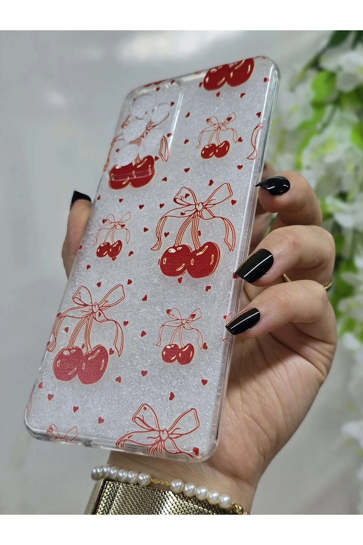 کاور و قاب گوشی شفاف طرح دار CHERRY LITTLE HEARTS سازگار با SAMSUNG GALAXY A23 Magic Ring