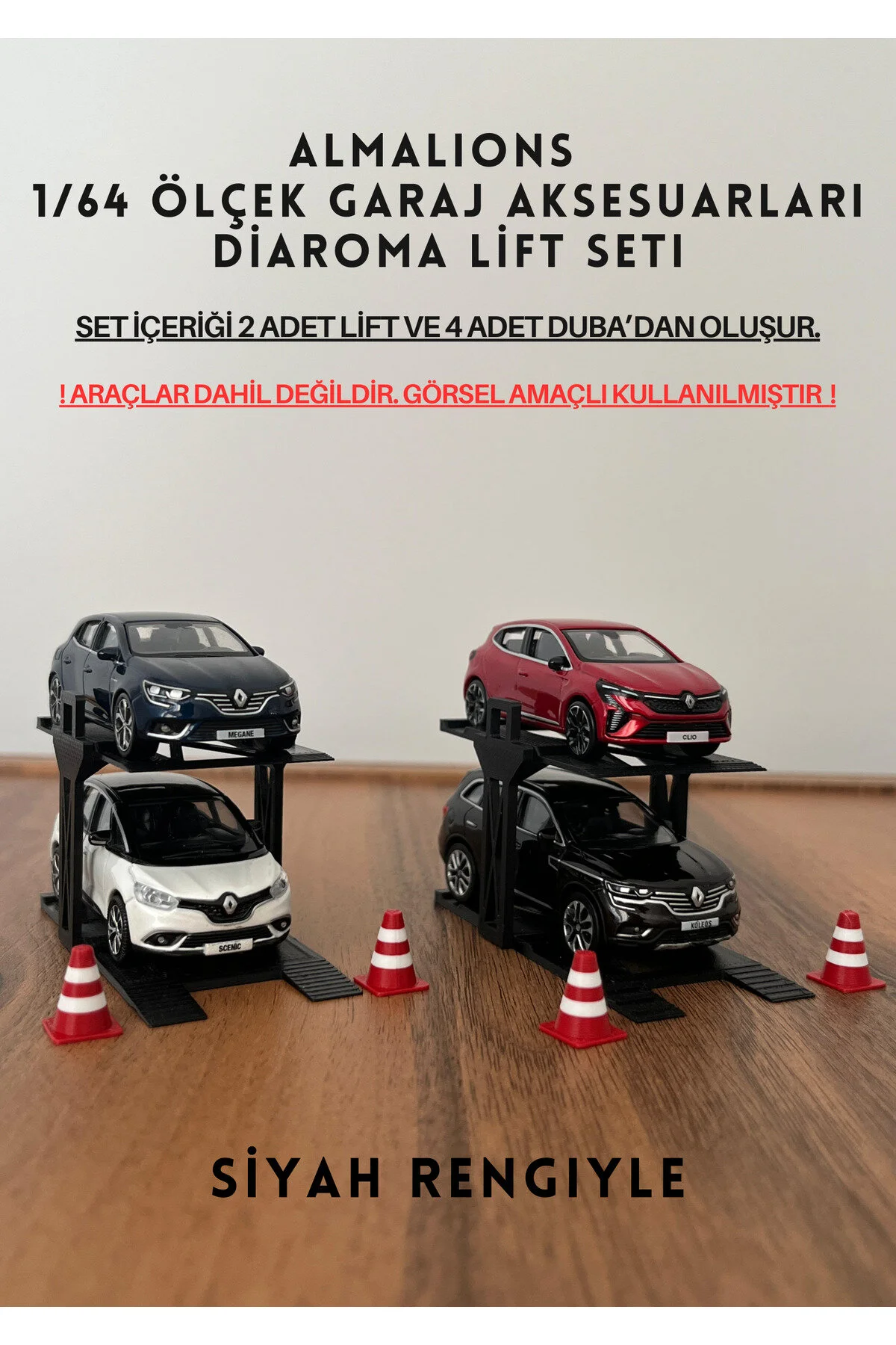 ماشین اسباب بازی 1 64 SCALE DIAROMA CAR LIFT 2PCS + 4PCS PONTOON GARAGE لوازم جانبی مشکی almalions