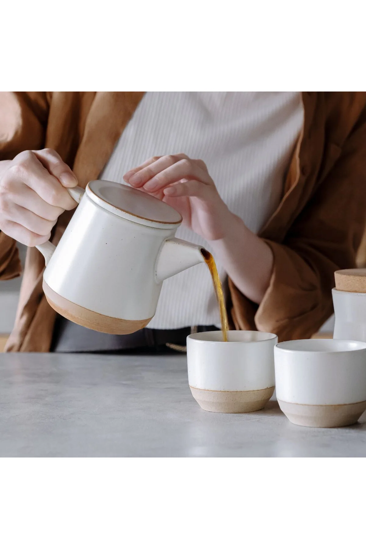 کتری قوری چای‌ساز سنتی TEAPOT LAB 500 میلی لیتر سفید Kinto
