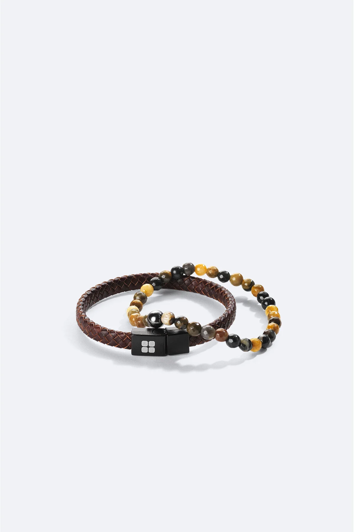 دستبند فشن چند رنگ مردانه Brown 2 ٪ 100 چرم و سنگی ببر آوا Avva
