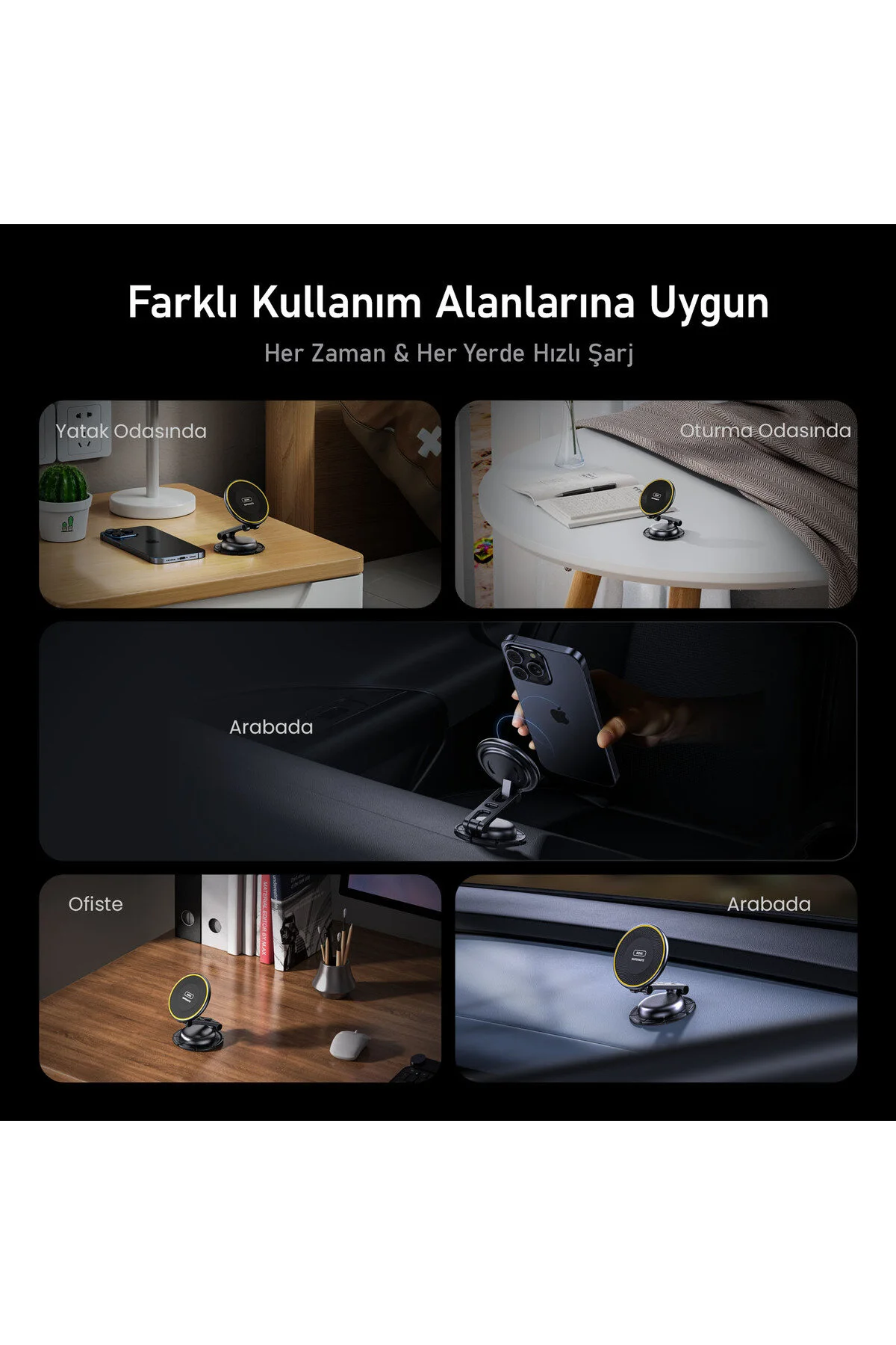 پایه نگهدارنده تلفن در خودرو شارژر داخل بی سیم MAGSAFE مگنت سریع 15 واتی Aohi
