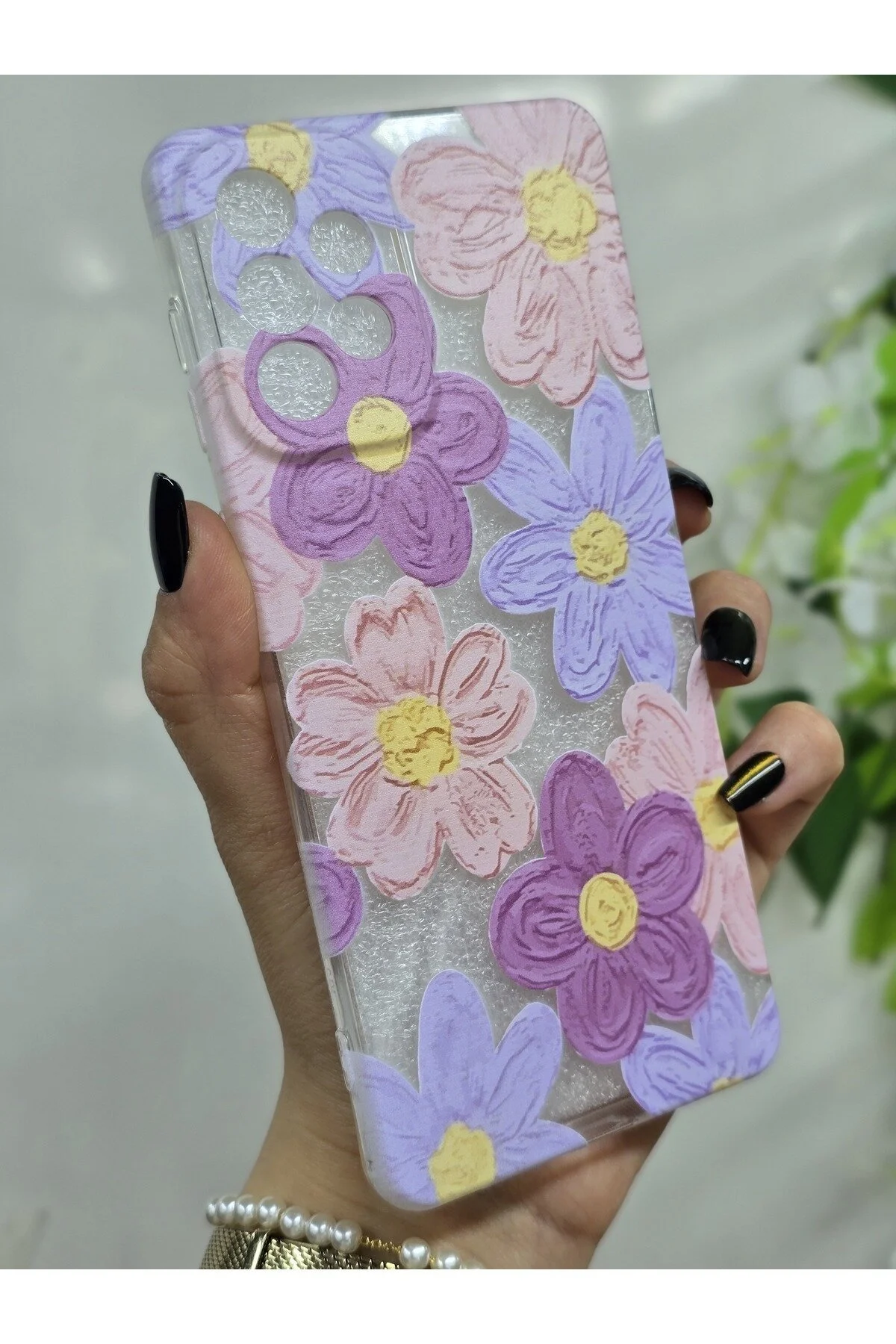 کاور و قاب گوشی شفاف با طرح گل پاستلی سازگار SAMSUNG GALAXY A72 Magic Ring
