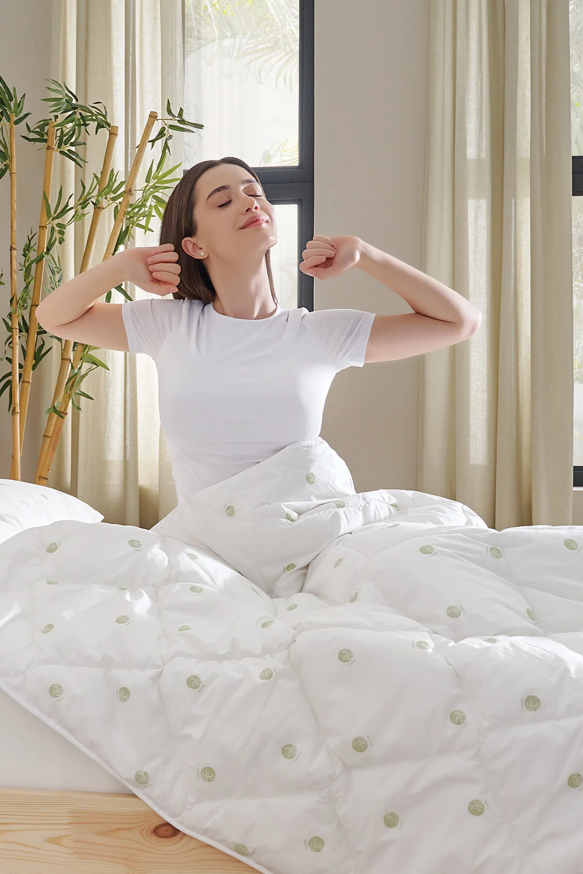 لحاف دو نفره سفید روتختی Gronn Bamboo Double 195X215 سانتی متر فیسلر Puffy