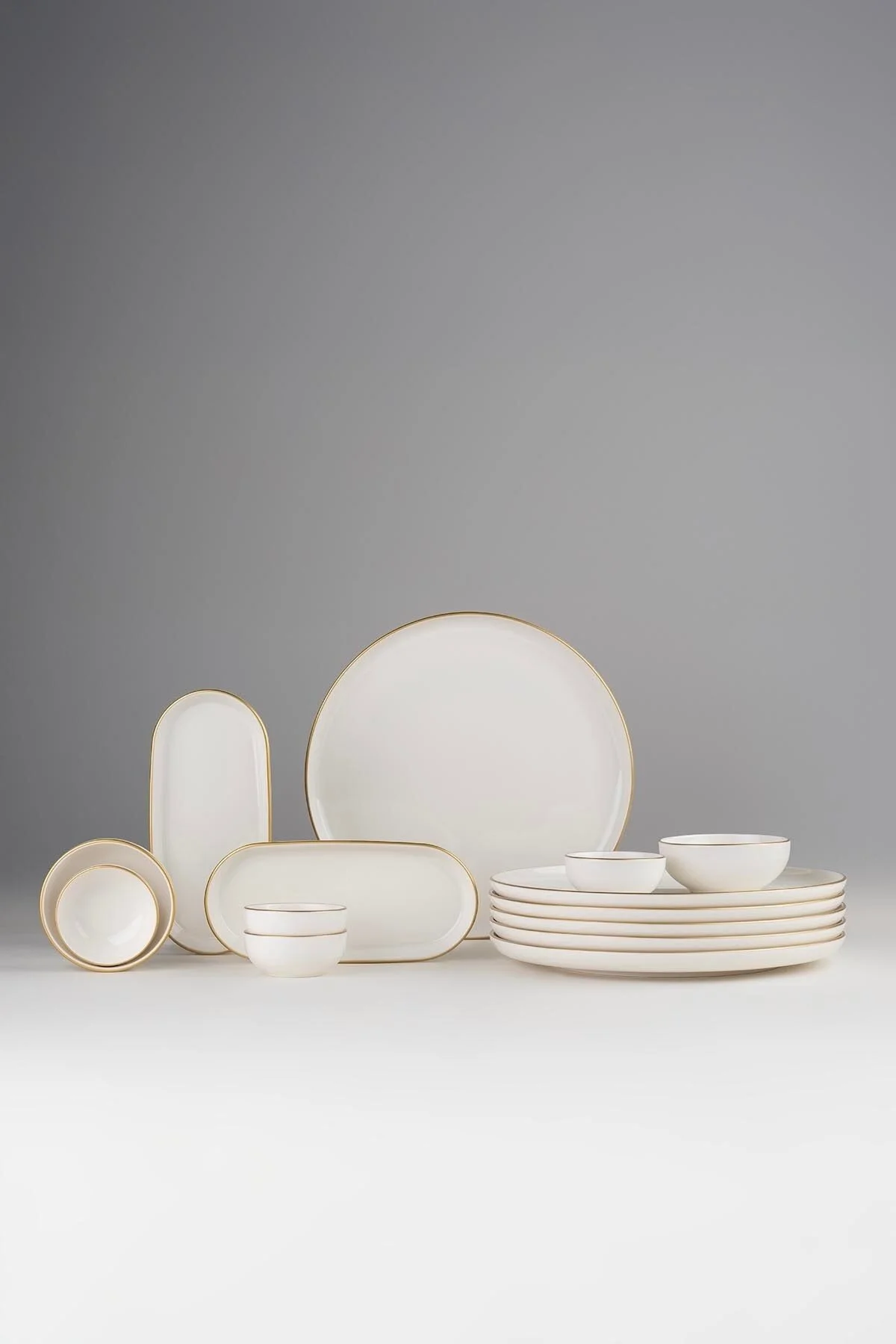 ست صبحانه MODERNA 14 PIECE 6 PERSON SET FILE GOLD MATTE Kütahya Porselen