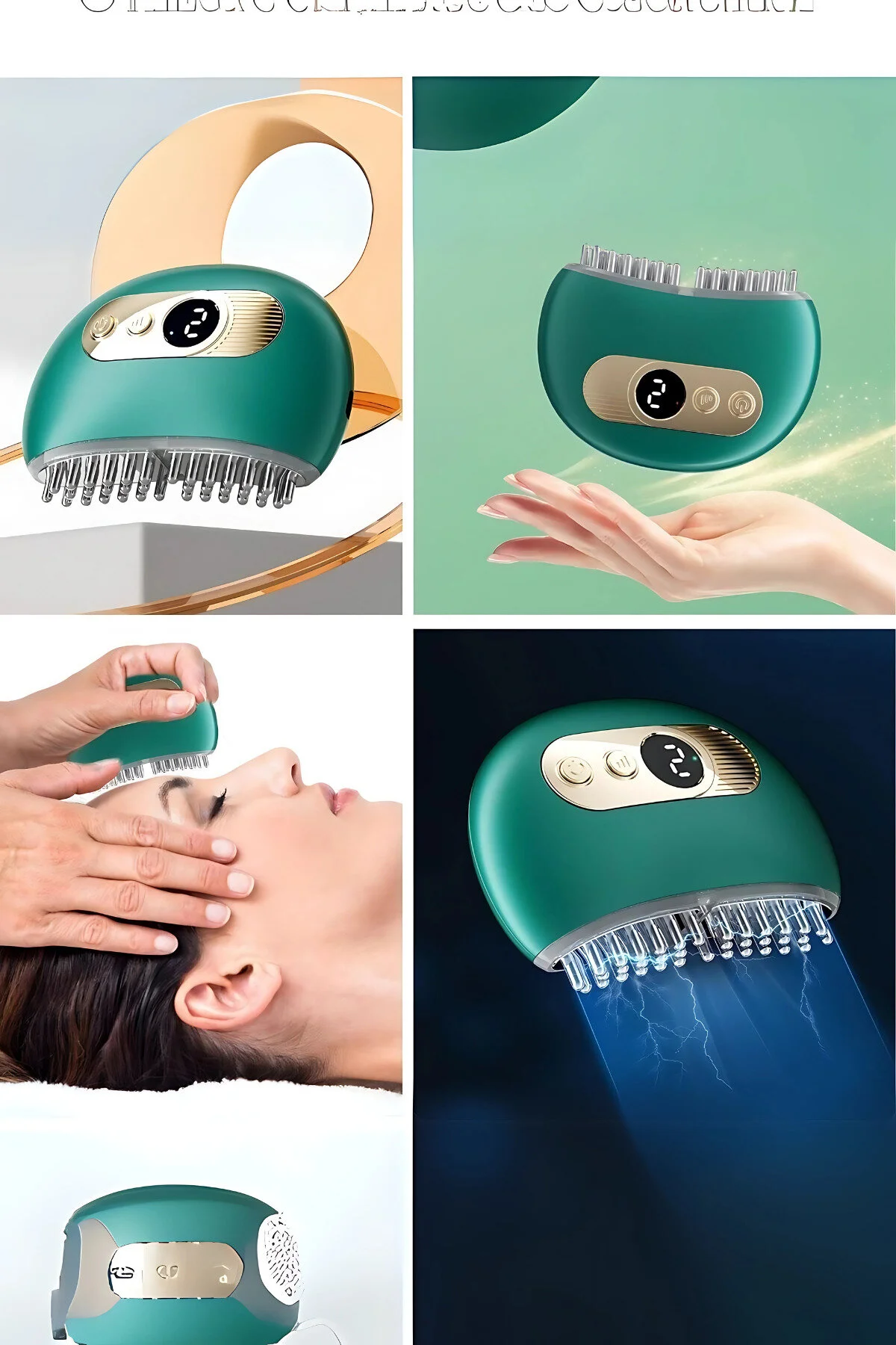ماساژور صورت شانه ماساژ موی ارتعاش EMS | برقی برابر بود Go İthalat