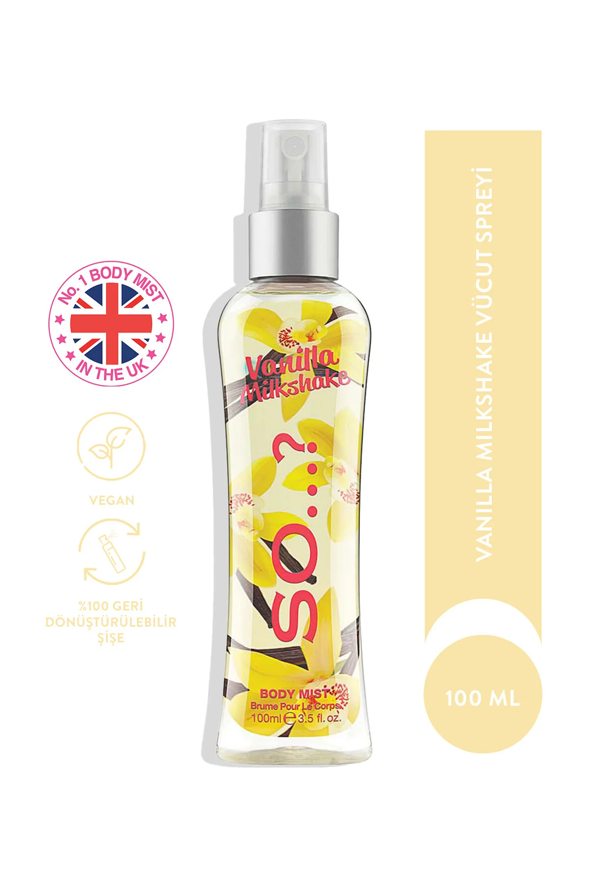 اسپری بدن وانیل میلک شیک 100 میلی لیتر مناسب برای خانم‌ها So Fragrance