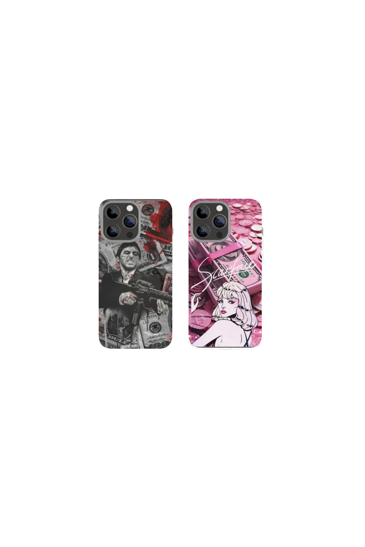 کاور و قاب مخصوص زوجین آیفون SCARFACE سازگار با تمام مدل های IPHONE 6,7,8,X,11,12,13,14,15,16 PLUS SOFTCASE