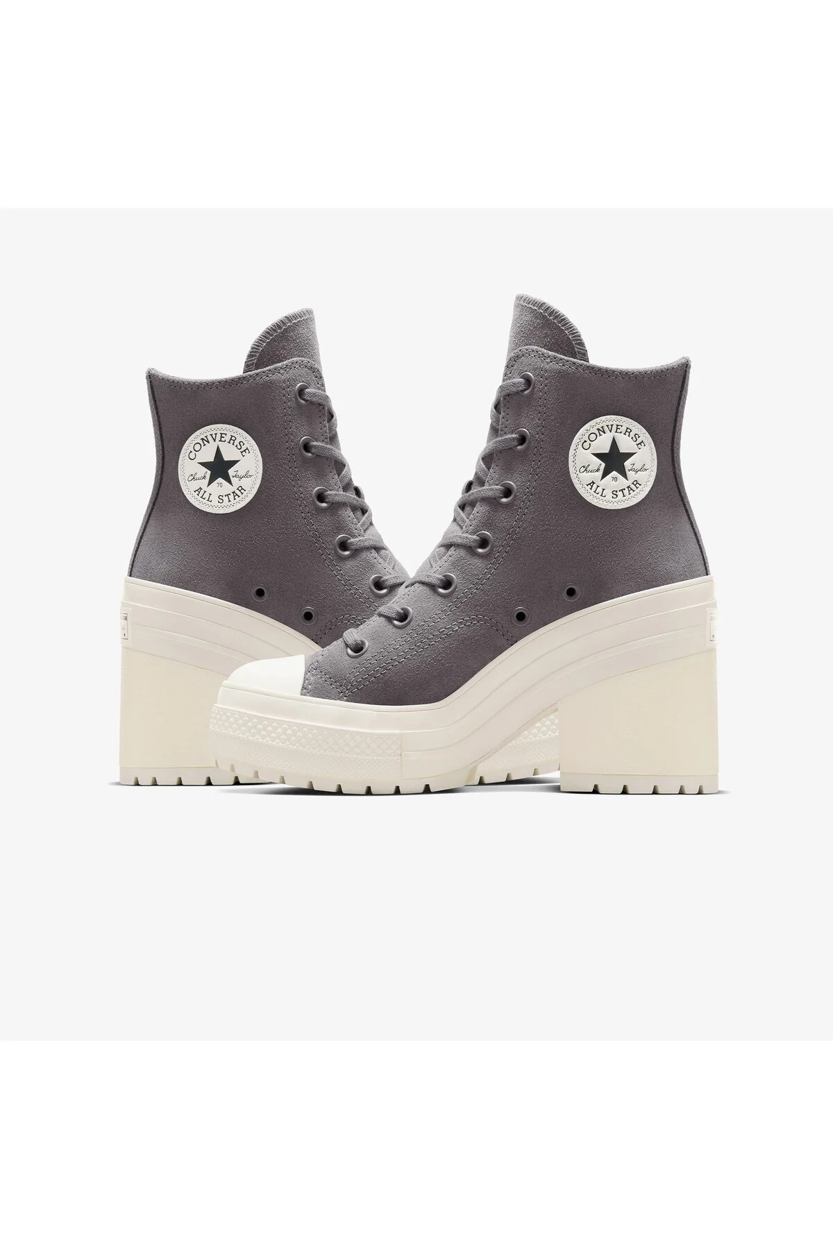 اسنیکر کفش ورزشی سکوی چرم خاکستری یونیسکس پاشنه 70 دی لوکس چاک کانورس Converse