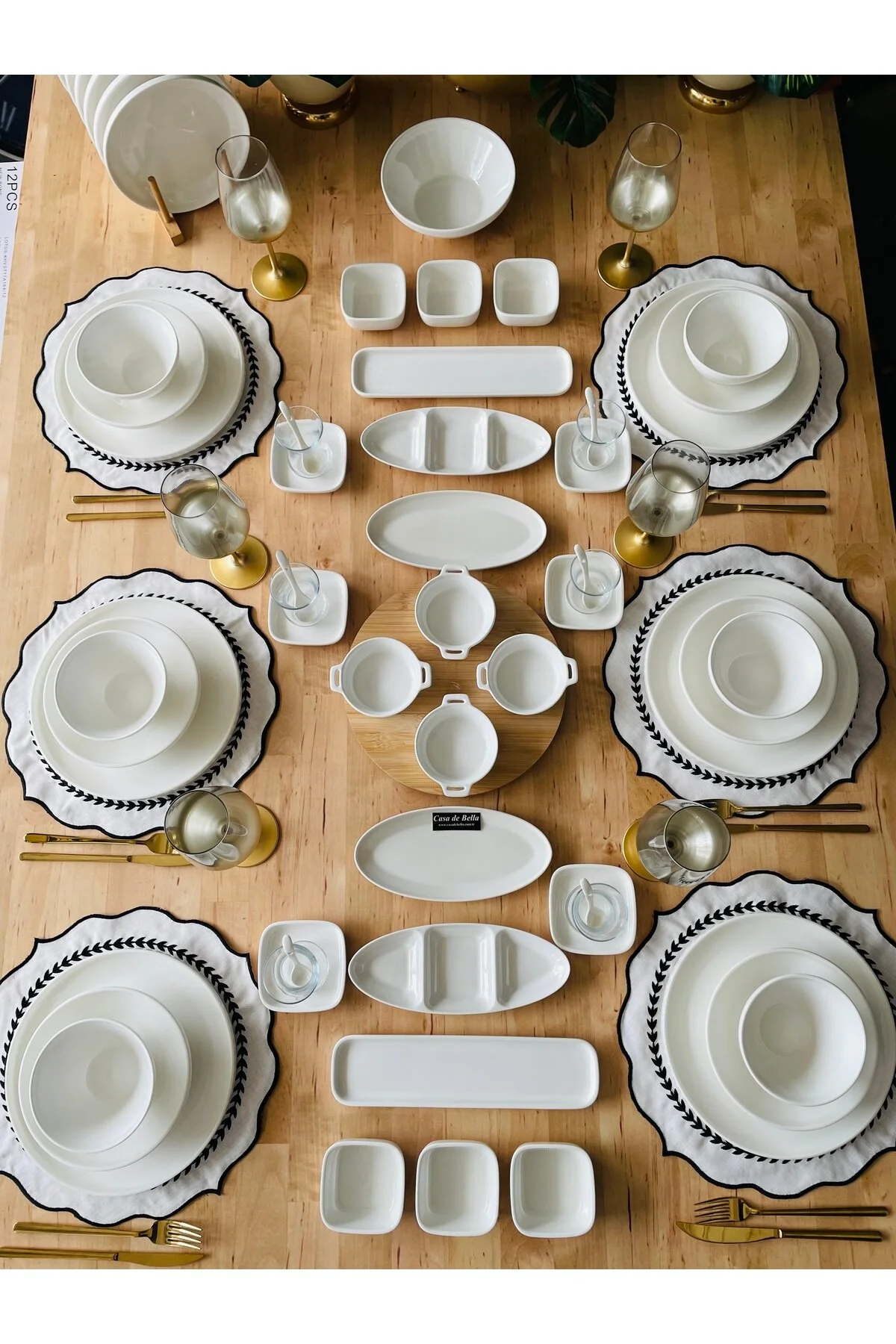 سرویس غذاخوری CASA DE BELLA WHITE PORCELAIN 111 قطعه 12 نفره غذا و صبحانه ACAR