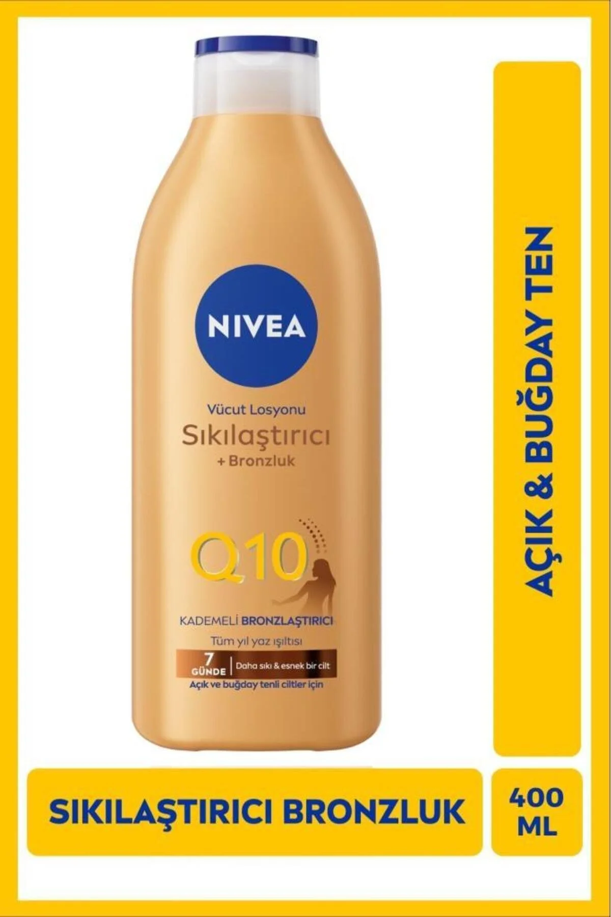 برنزه کننده لوسیون بدن سفت Q10 400 میل در 7 روز پوست گندمی روشن معمولی NIVEA