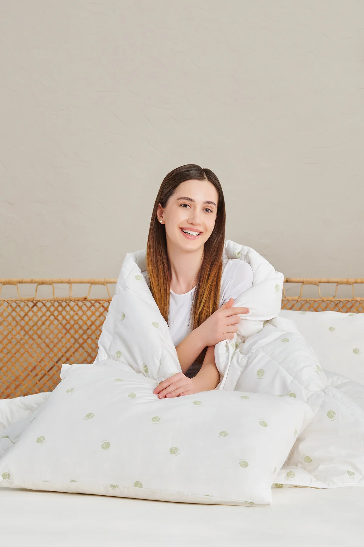 لحاف دو نفره سفید روتختی Gronn Bamboo Double 195X215 سانتی متر فیسلر Puffy