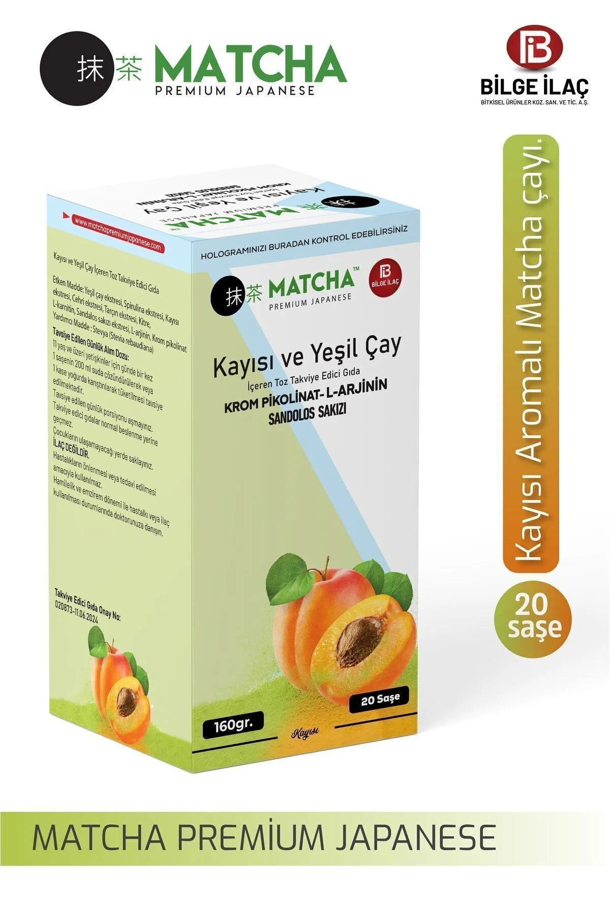 سایر دمنوش های گیاهی چای مشعل سم زدایی با طعم زردآلو ژاپنی ماتا Bilge İlaç Matcha Premium Japanese