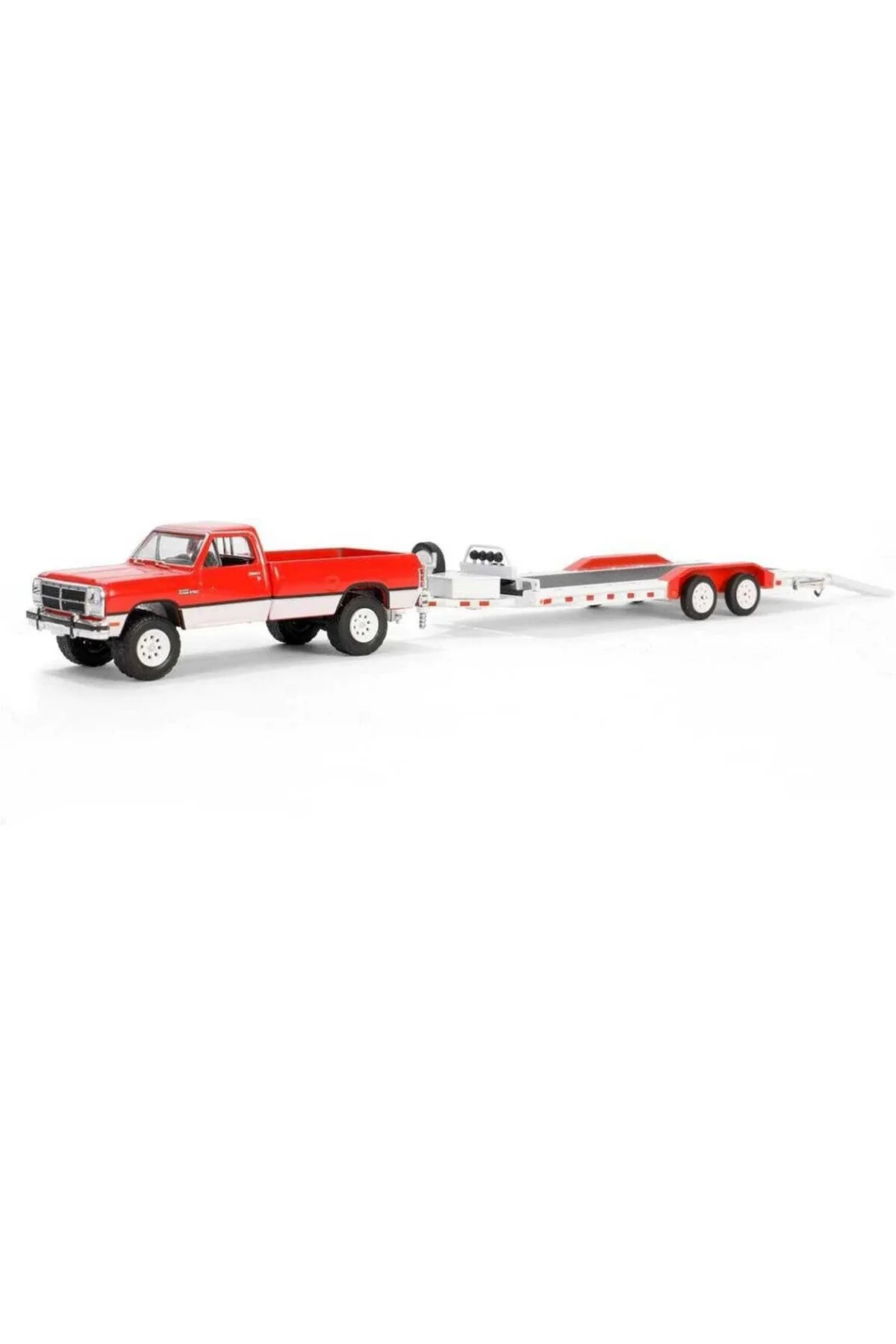 مدل خودرو GREENLIGHT 1 64 HITCH &amp; TOW SERIES 31 1991 DODGE RAM POWER 250 WITH HEAVY DUTY CAR HAULER اورجینال Timboxstore