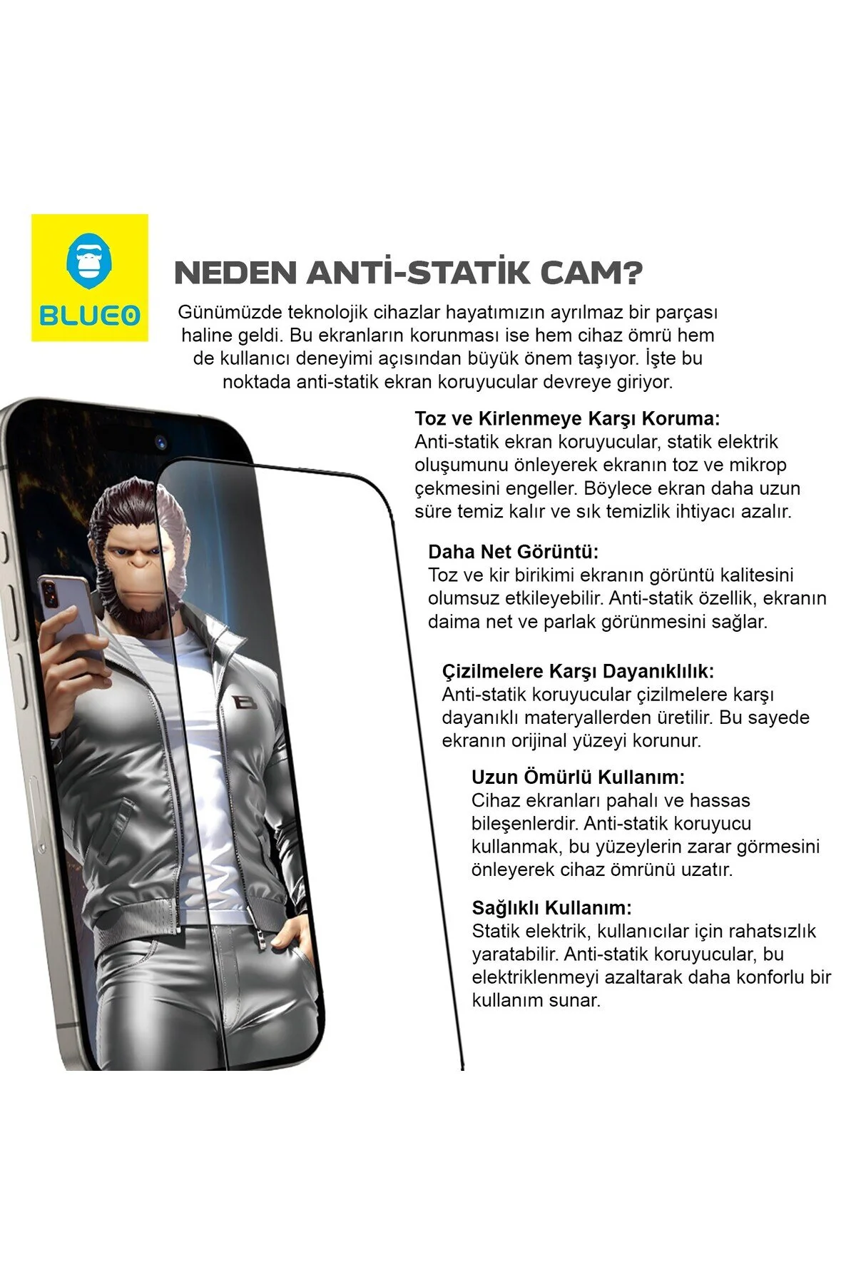 محافظ صفحه نمایش ضد استاتیک HD IPHONE 15 سازگار با گرد و غبار سازنده اثر انگشت پیشگیری از شیشه ای BLUEO