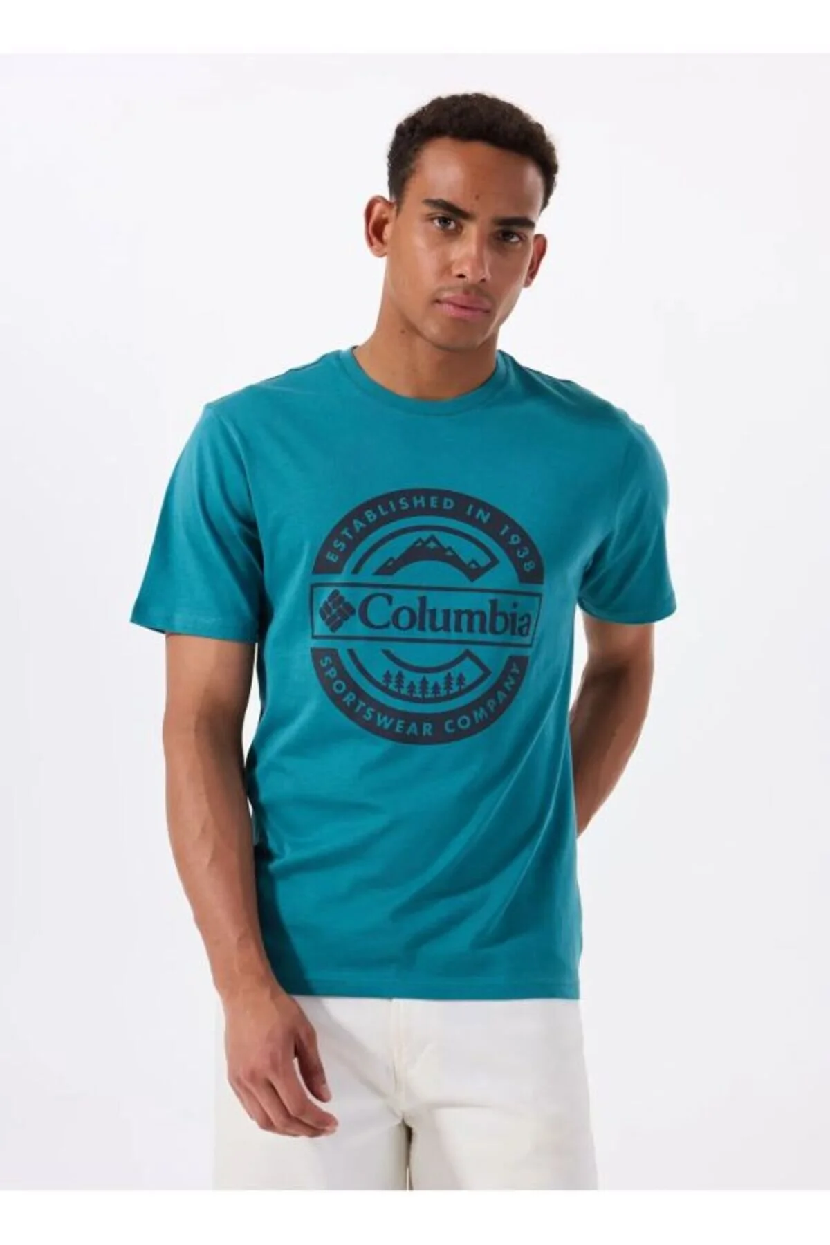 مردانه دکمه CSC نشان کوتاه آستین T SHIRT CS0387 Columbia