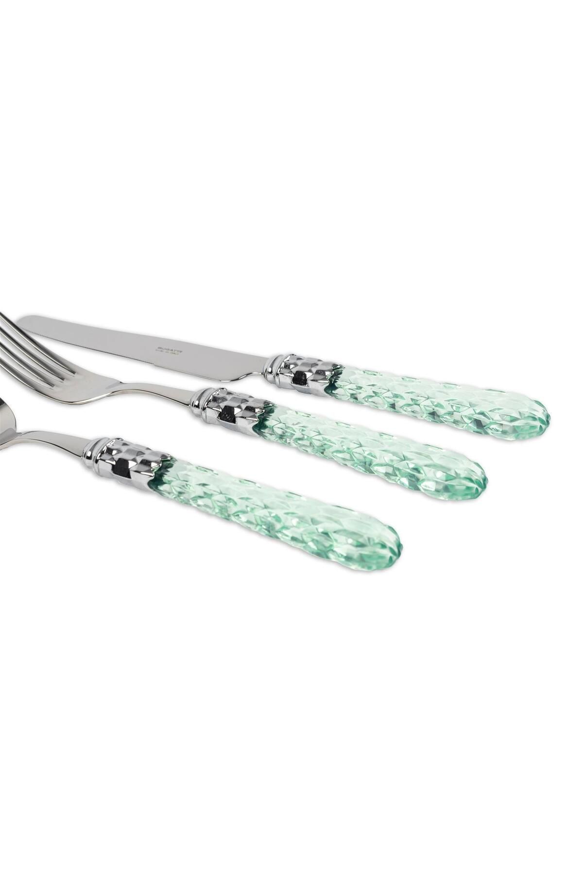 قاشق، چنگال و چاقو سفید ست قاشق Cristallo Mint Green Silver 75 مجموعه  BUGATTI