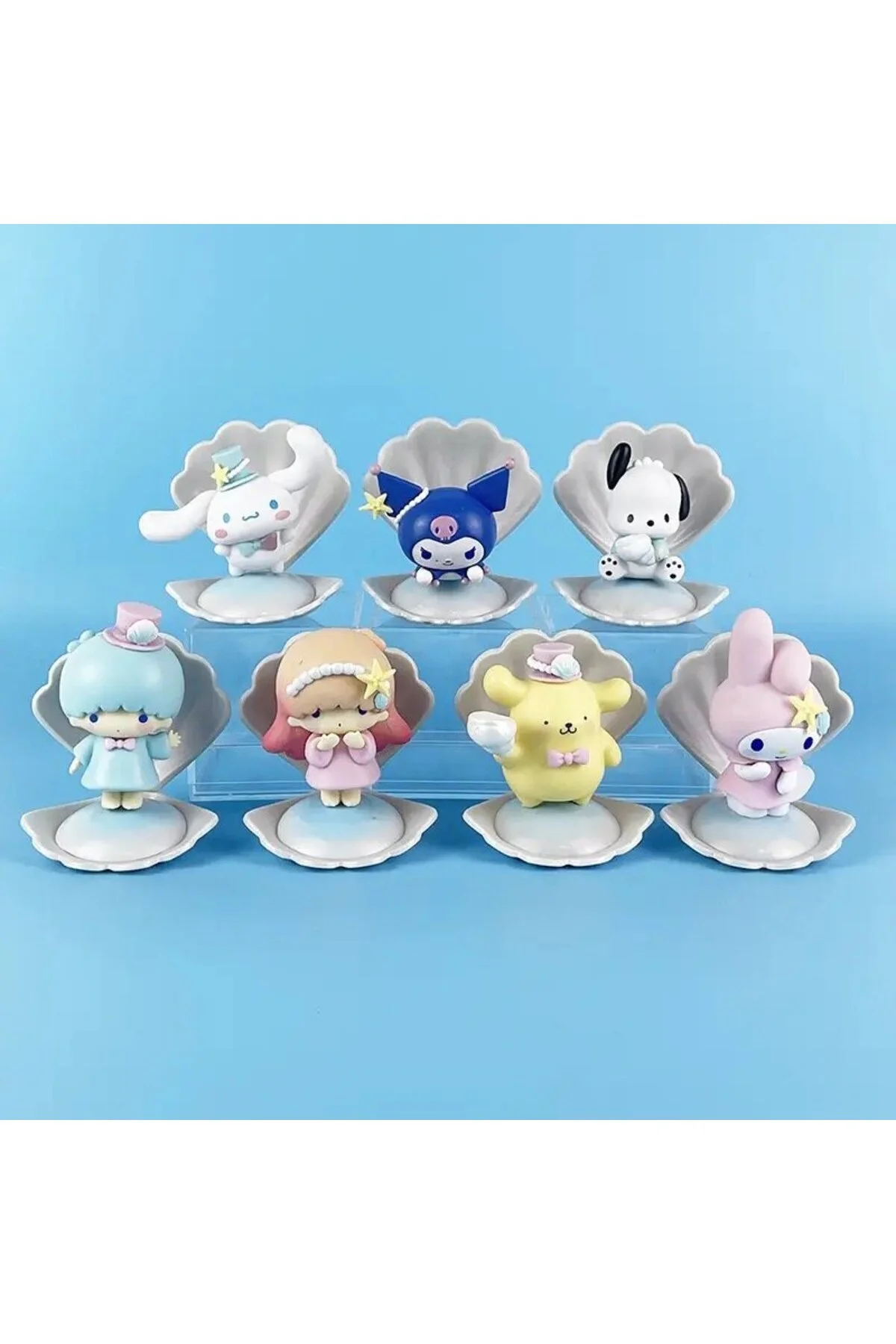 فیگور SET OF 7 انیمه SANRIO کیتی سریال تعطیلات KAWAII SHELL MOROLL ملودی اکشن فیگورهای 6 سانتی متر FG KONNİCHİWA