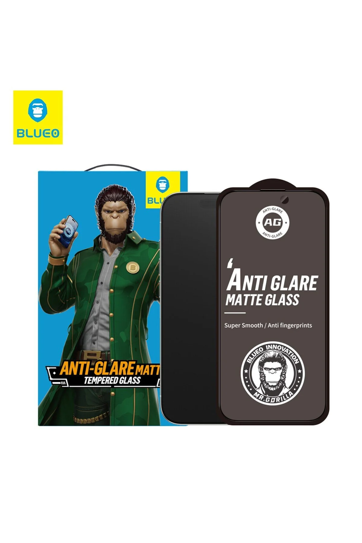 محافظ صفحه نمایش ANTI GLARE IPHONE 14 PRO MAX سازگار با گزینه خالص GAMER PLAYER واکنش سریع شیشه ای مات BLUEO