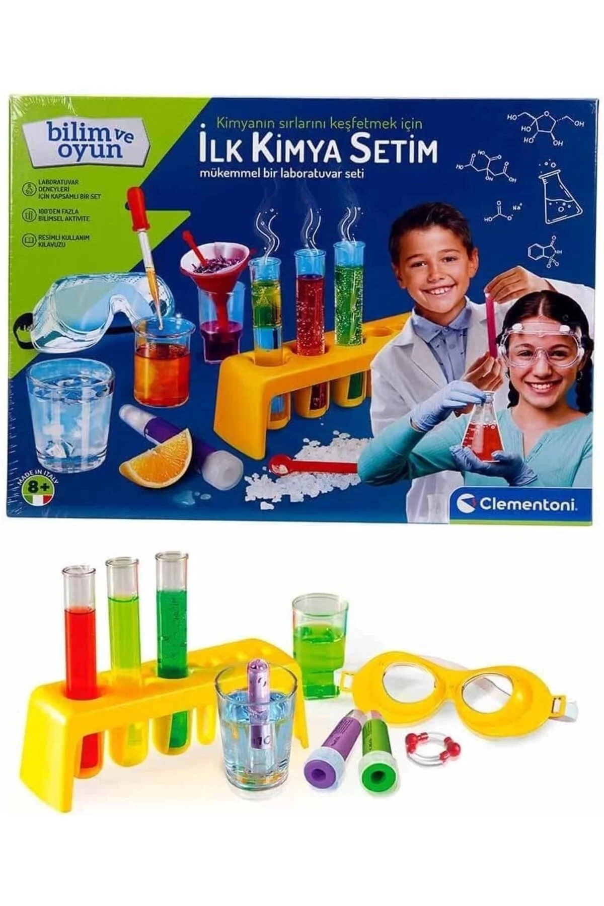 اسباب بازی های آموزشی 64228 Science And Play اولین مجموعه شیمی من سن 8 CLE Clementoni