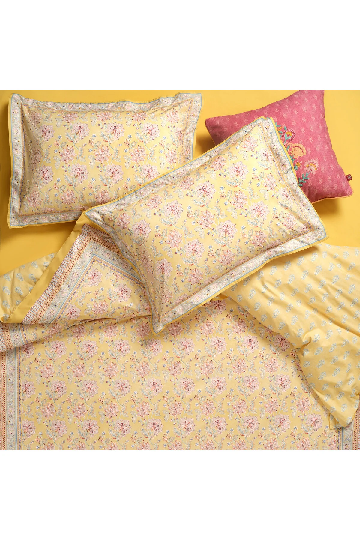 کاور لحاف دو نفره LAHOR 200 TC DOUBLE PERCALE DUVET COVER مجموعه 200X220 سانتی متر زرد Zsa Zsa Zsu