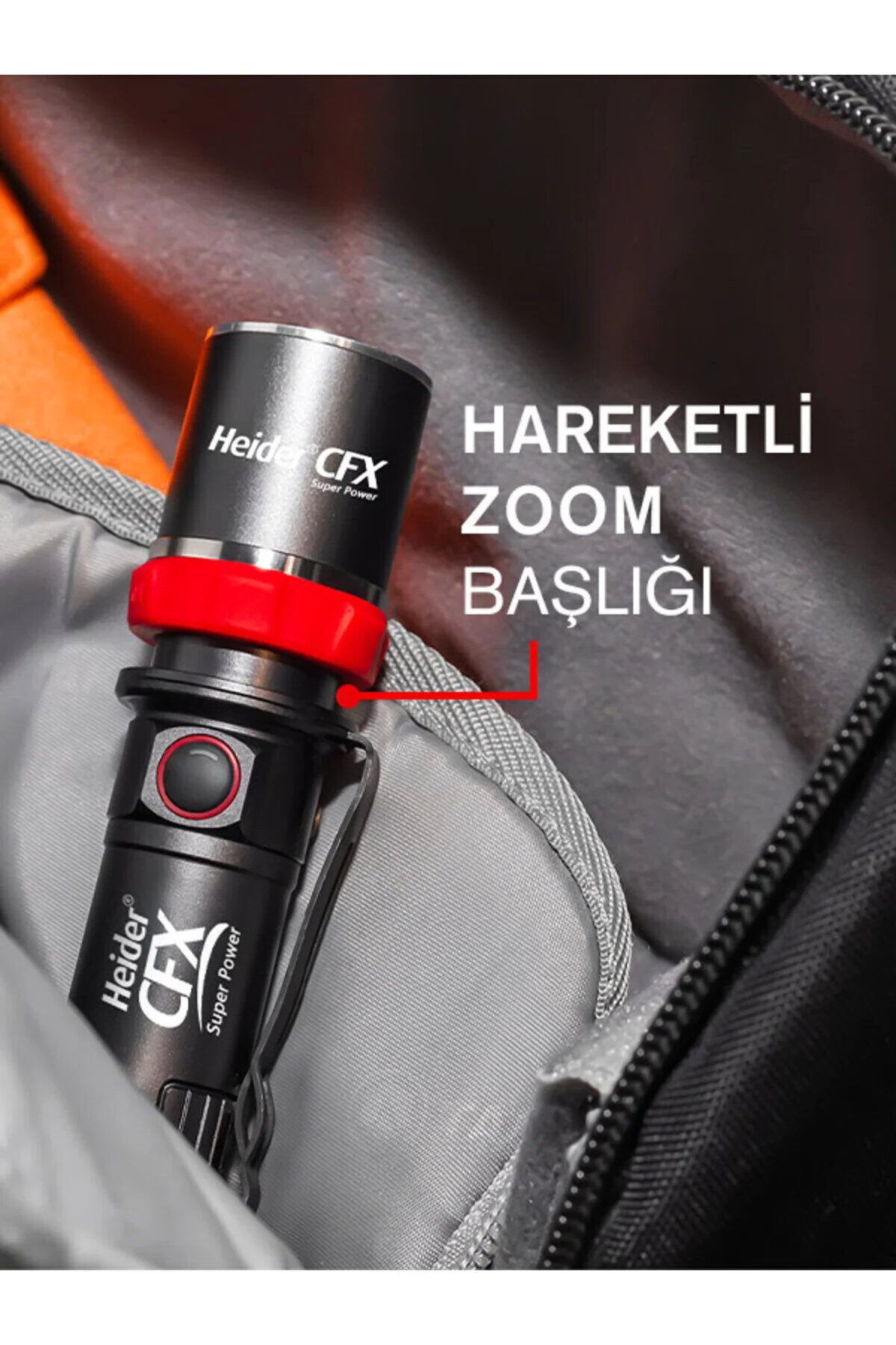 چراغ قوه جدید HEIDER CFX ZOOM SUPER POWER V4 نسخه 2025 نوع شارژ دوگانه USB TYPE C + آداپتور Heider