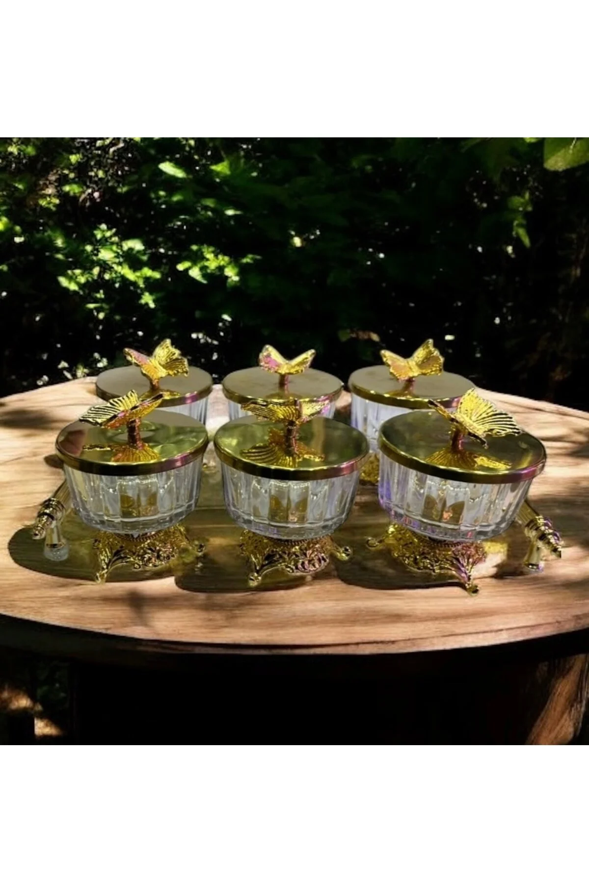 هدیه مفهومی ارائه پوشش 6 قطعه ای از پروانه گل طلای RAMEKIN کوکی مجموعه کاسه لوکس پاشاباغچه Paşabahçe
