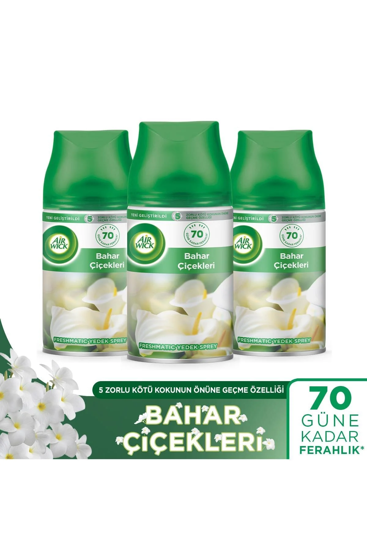 بوگیر و تصفیه کننده هوا بوی اتاق FRESHMATIK ماشین اسپری اتوماتیک گل های بهاری 3X250 میلی لیتر Air Wick