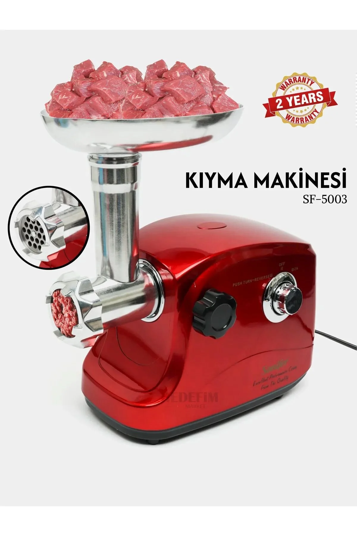 چرخ گوشت دستگاه کوب 1500 واتی SF 5003 ULTRA TECHNOLOGY با ساکوک کوفته شکم پر به عنوان هدیه 2 سال ضمانت اورجینال Sonifer