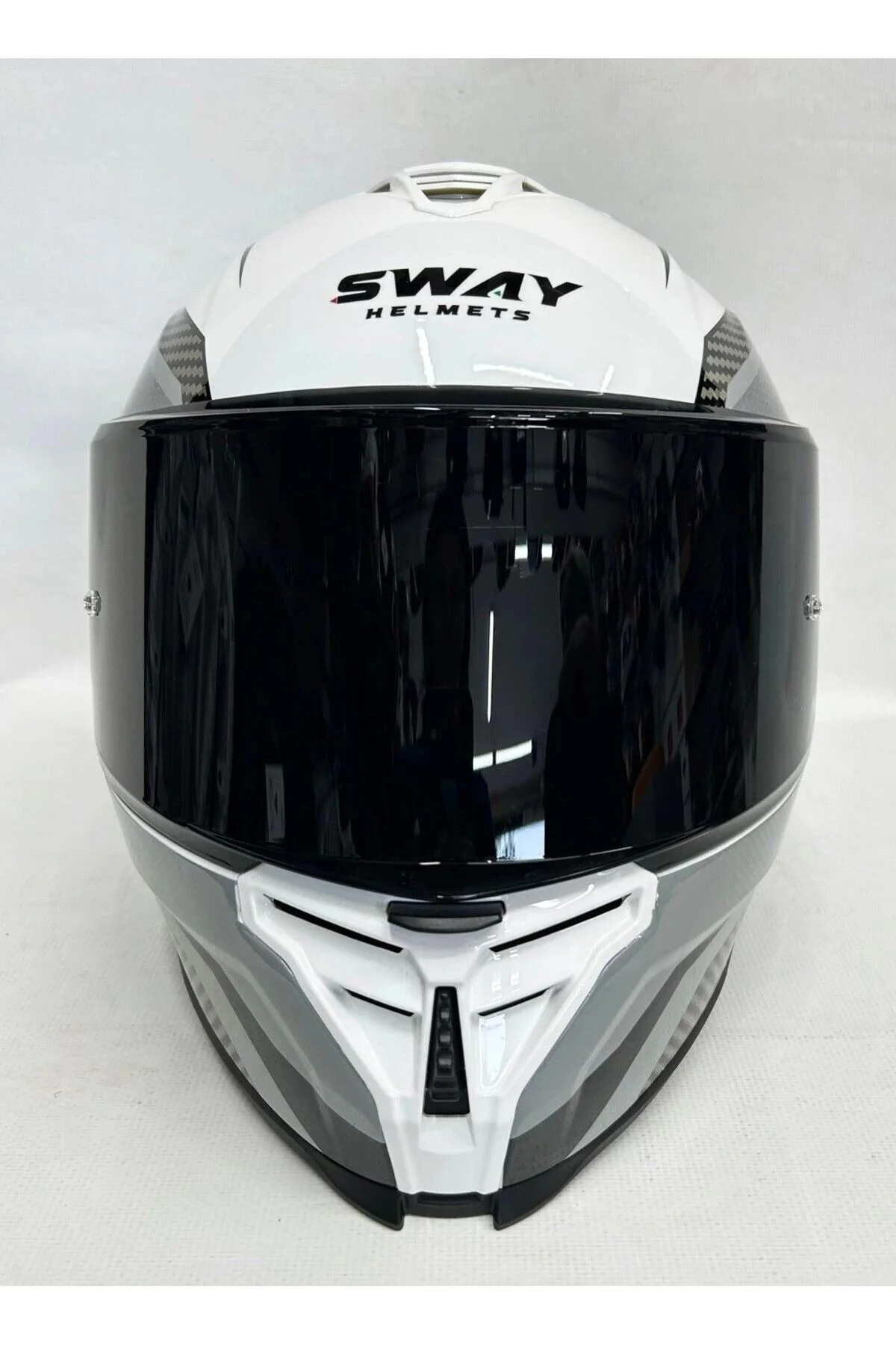 کلاه کاسکت موتورسیکلت چند رنگ SW 867 قدرت خاکستری سیاه و سفید با شیشه ویزور بسته شده ایمنی Sway