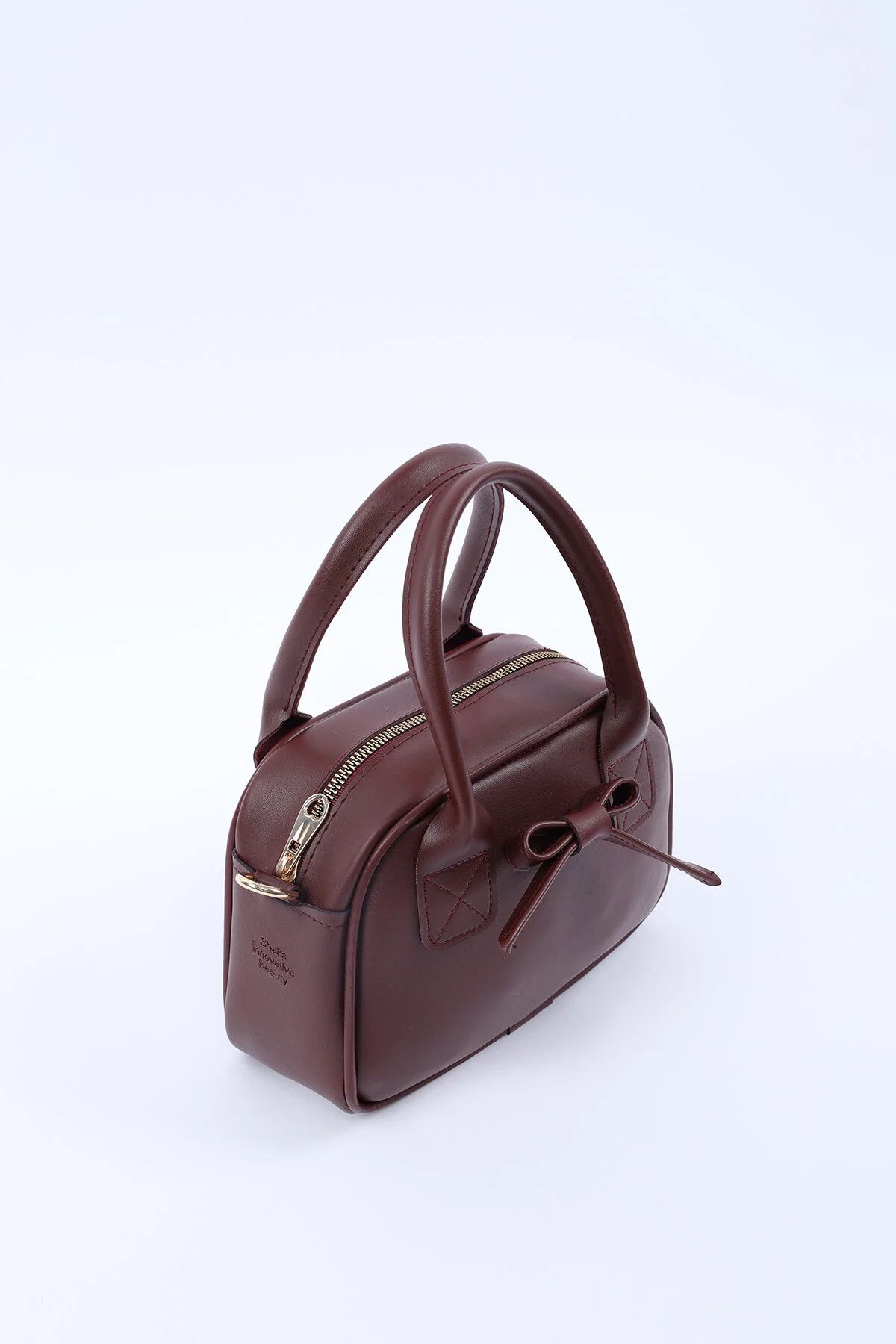 کیف شانه ای چرم مصنوعی CLARET RED SHK217 BOW تک محفظه زیپ دار بند ستونی دستی بازو و Shaka
