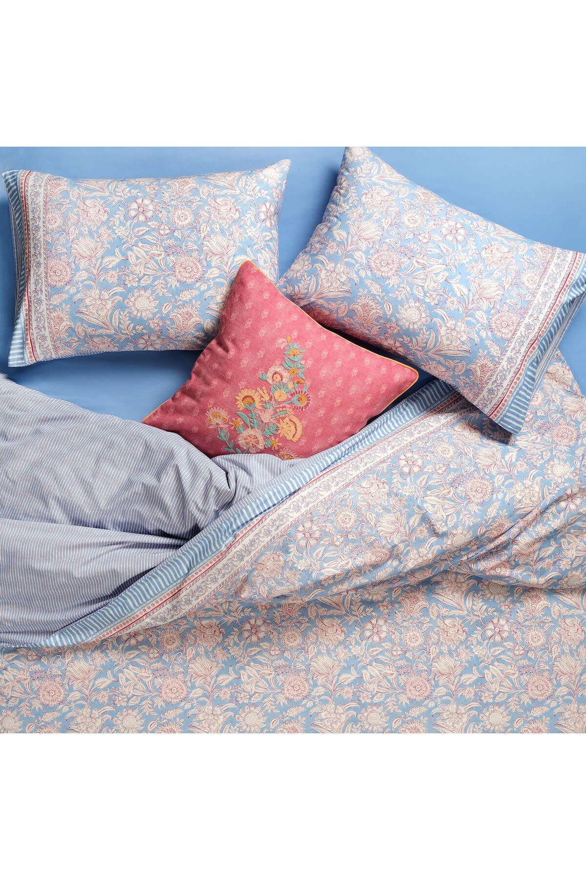 کاور لحاف دو نفره LAHOR 200 TC DOUBLE PERCALE DUVET COVER مجموعه 200X220 سانتی متر آبی FUCHSIA Zsa Zsa Zsu