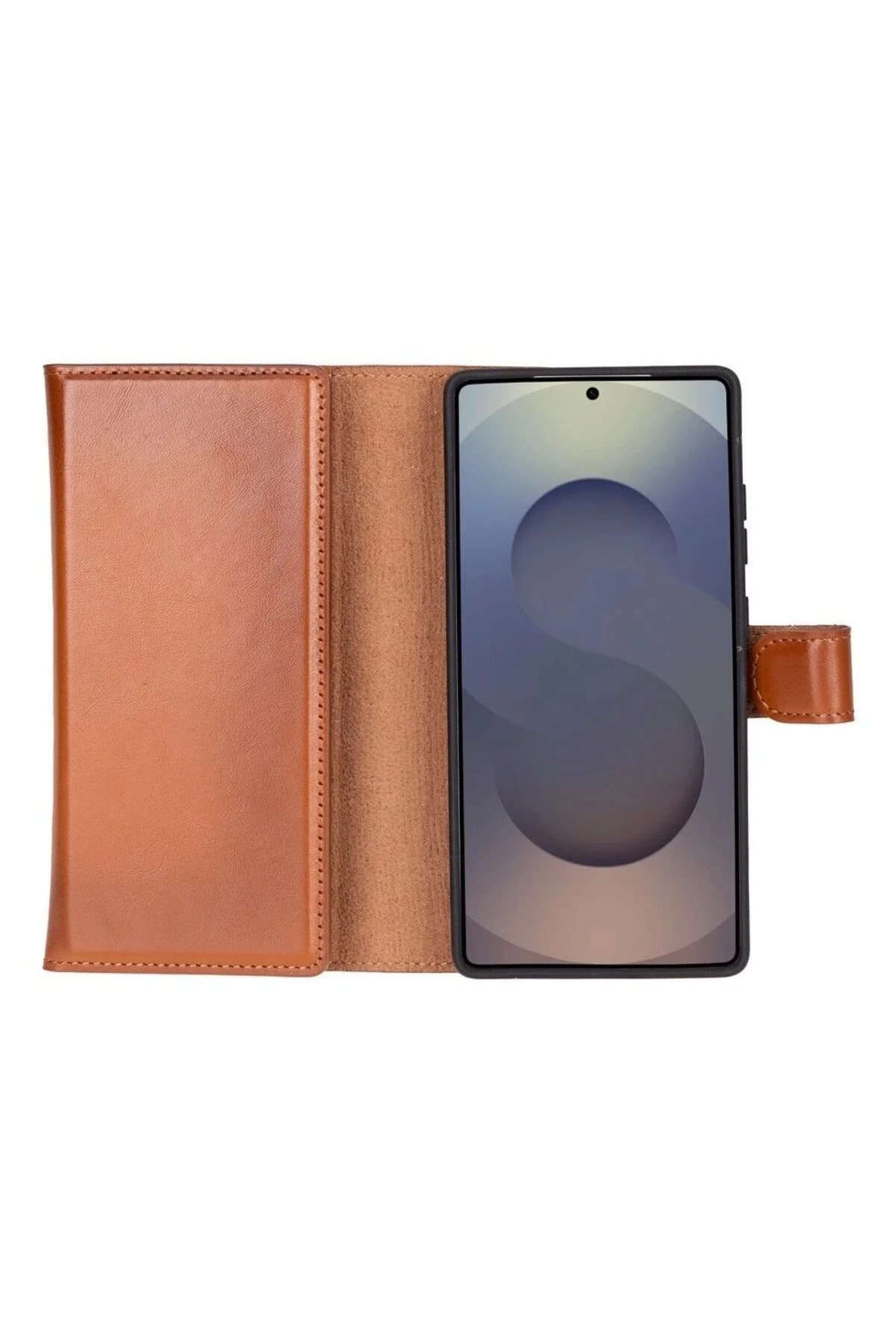 کاور و قاب سازگار با SAMSUNG GALAXY S25 ULTRA چرم اصل دست ساز کیف پول SHADOWED TAN OMRSTORE