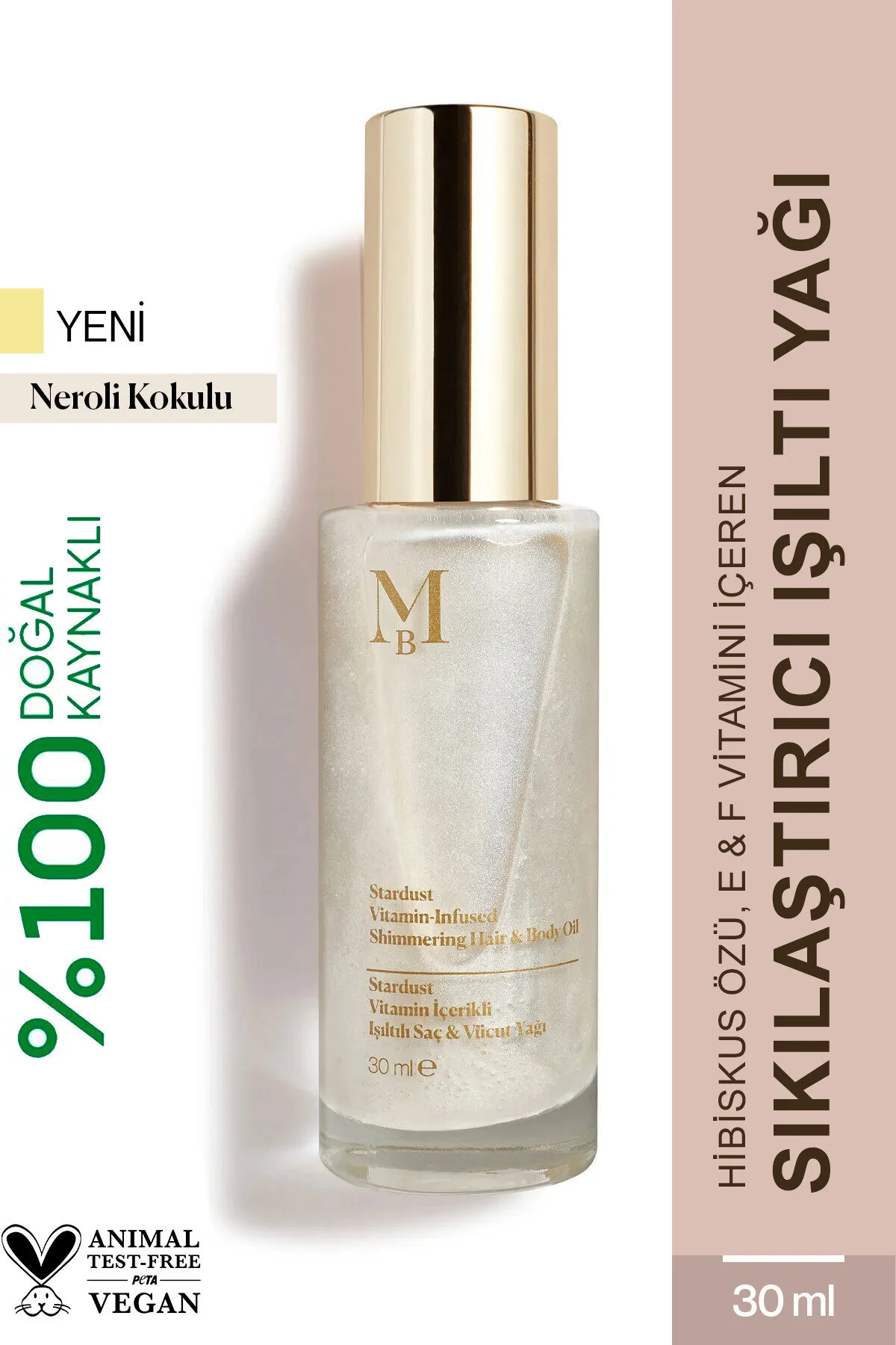 روغن مراقبتی ویتامین STARDUST موهای زرق و برق دار بدن NEROLI 30 میلی لیتر MİSBAHÇE